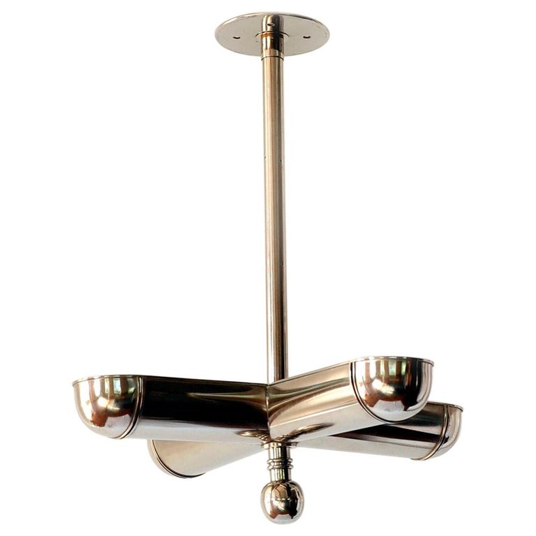 Art Deco Nickel-Plated Brass Maritime Ceiling Fixture, Hungary, 1930s For  Sale at 1stDibs