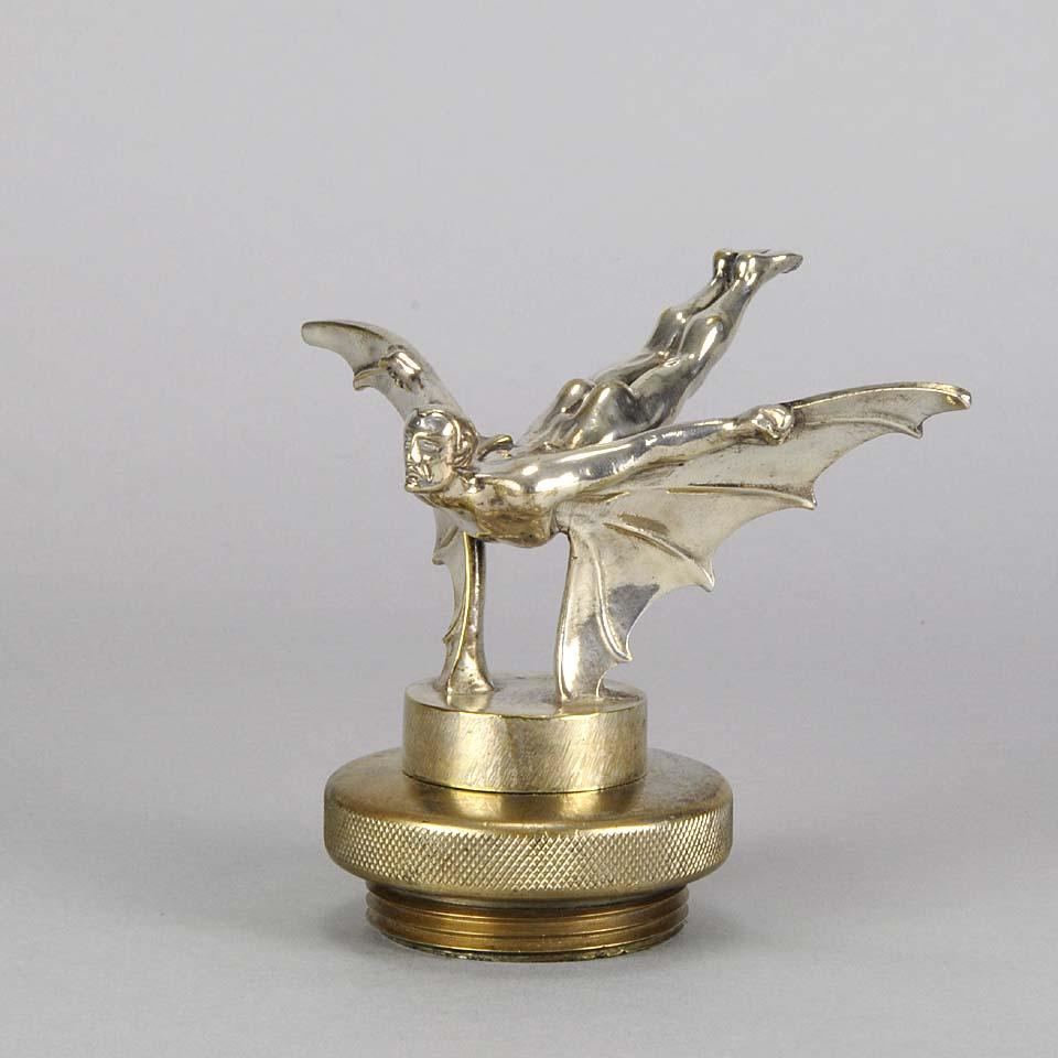 Art Deco Nickel Plated Bronze 'Batman' Car Mascot by Sasportas In Excellent Condition In London, GB