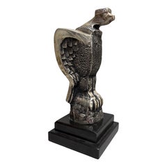 Art Deco Nickel-Plated Bronze Condor Sculpture on Marble Base, circa 1940s
