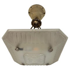 Art Deco nickel-plated bronze pendant light, circa 1930
