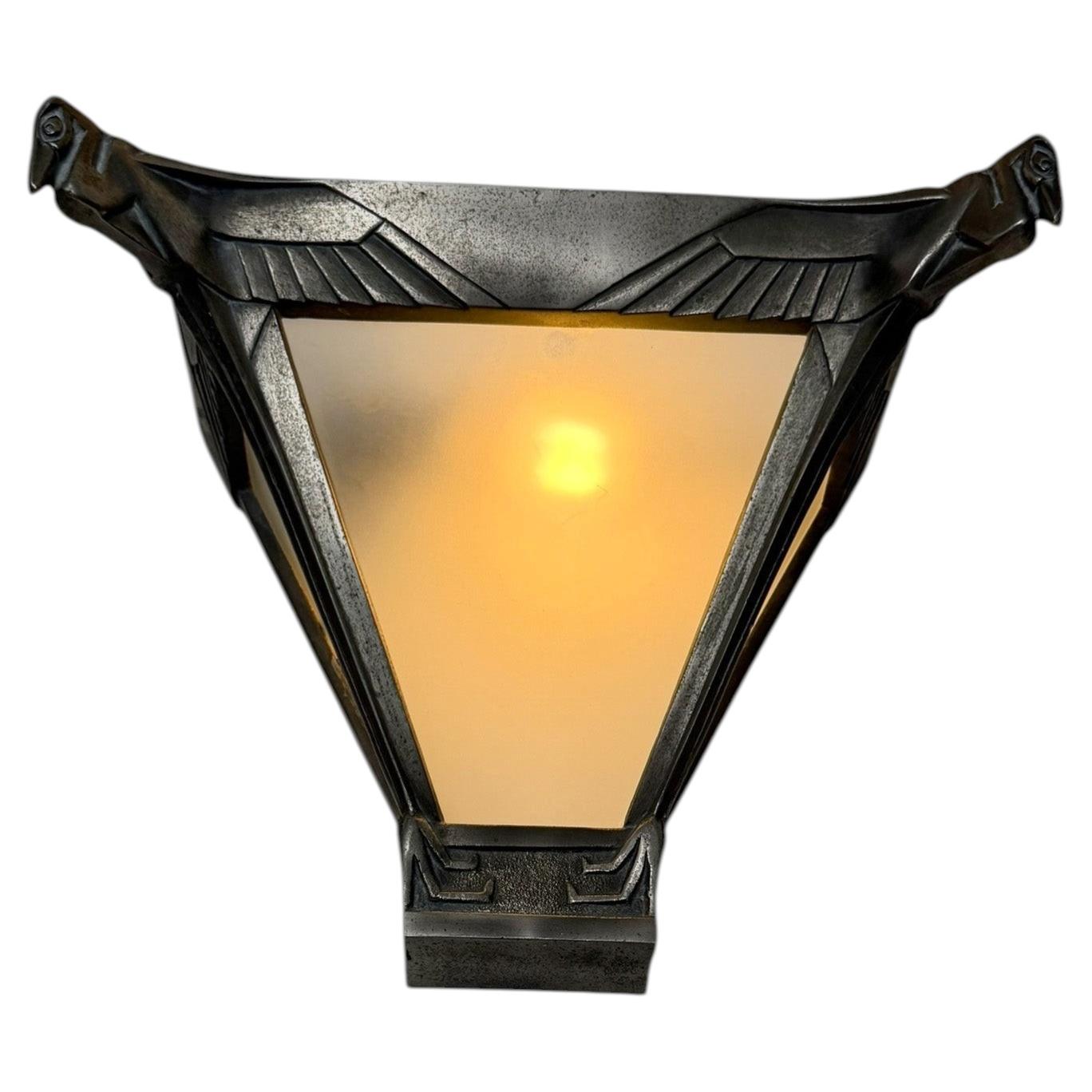 Art Deco Nickel-Plated Bronze Wall Light or Sconce by Max Le Verrier, 1920s