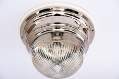 Art Deco nickel plated ceiling lamp with cut glass shade around 1920s