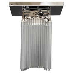 Antique Art Deco Nickel, Plated Ceiling Lamp with Glass Sticks, Around 1920s