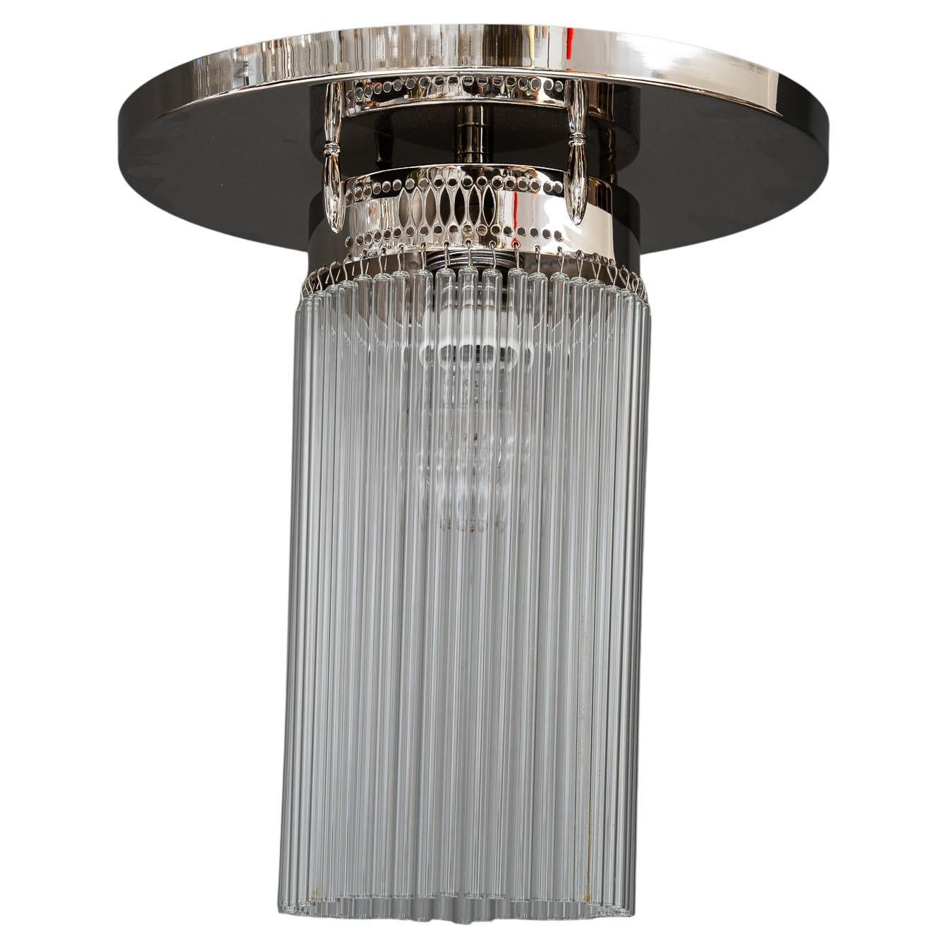 Art Deco nickel-plated ceiling lamp with glass sticks vienna around 1920s