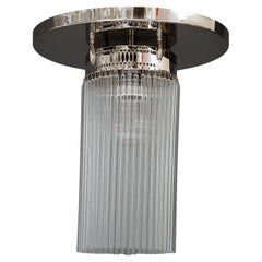 Plafonnier Art Déco nickelé avec baguettes en verre vienne vers 1920