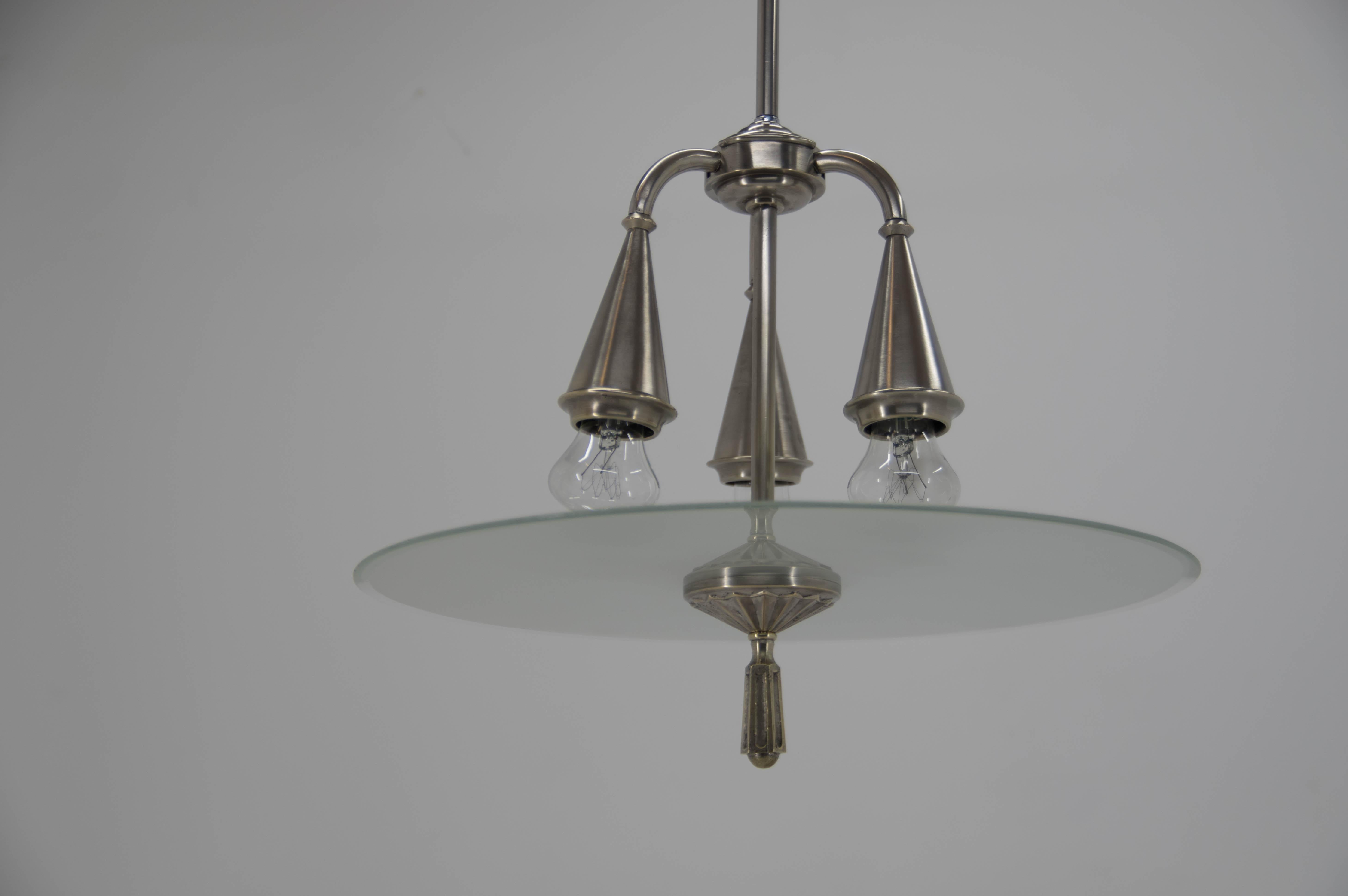 Art Deco Nickel-Plated Chandelier, 1920s For Sale 6