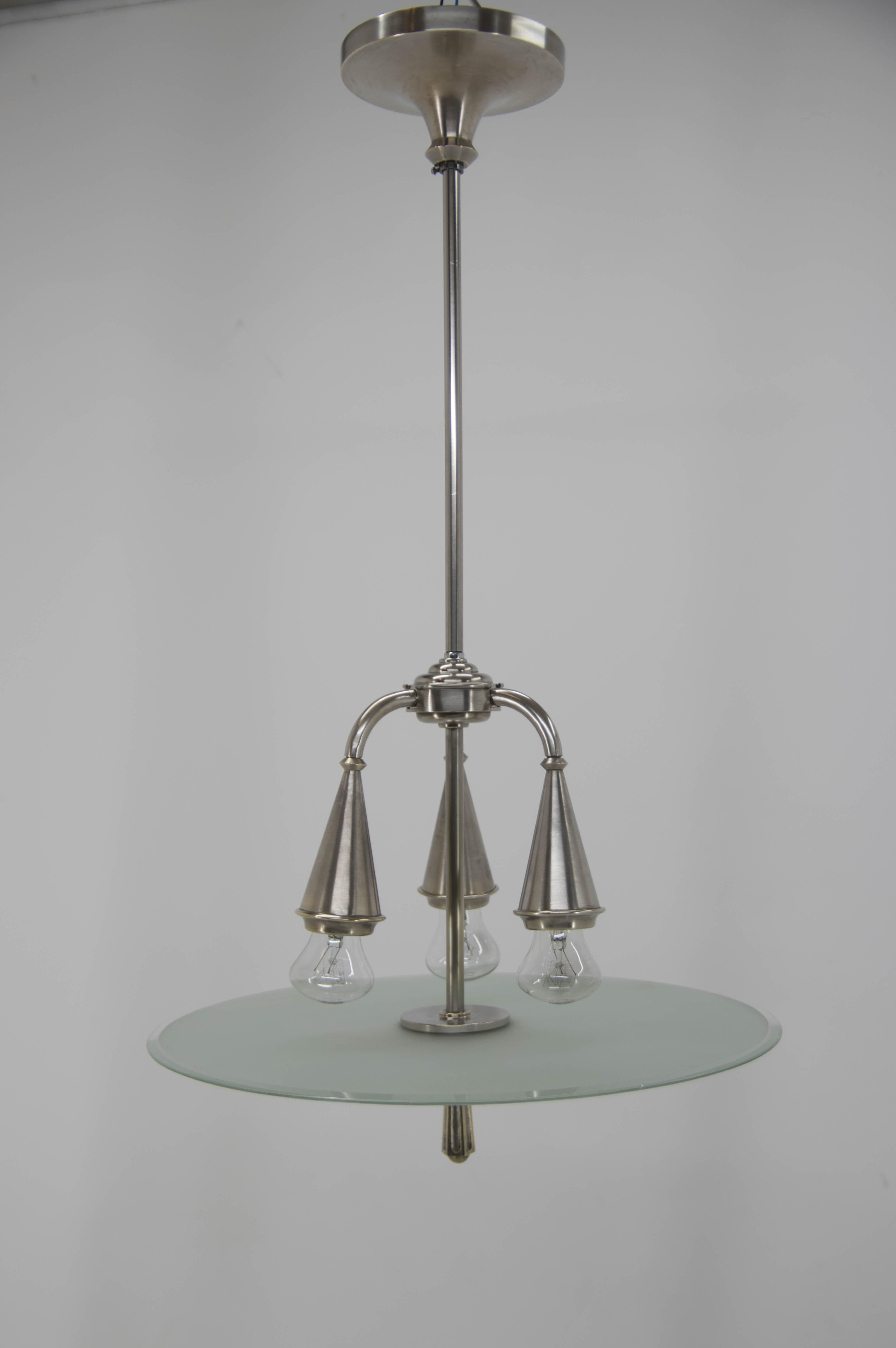 Art Deco Nickel-Plated Chandelier, 1920s For Sale 2