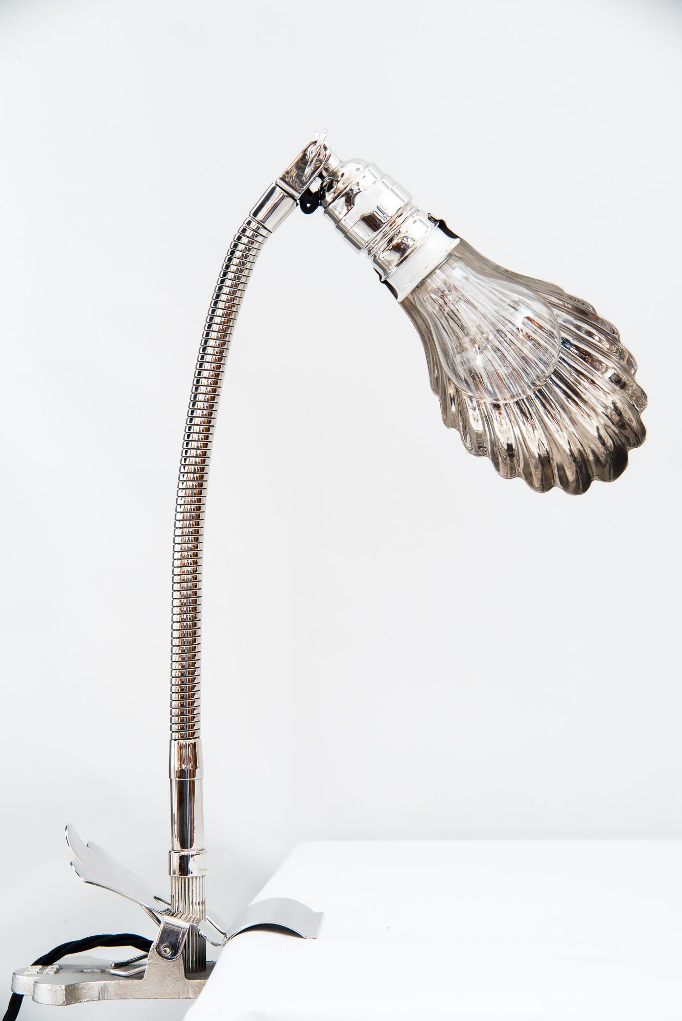Early 20th Century Art Deco Nickel-Plated Clamp Table Lamp, circa 1920s
