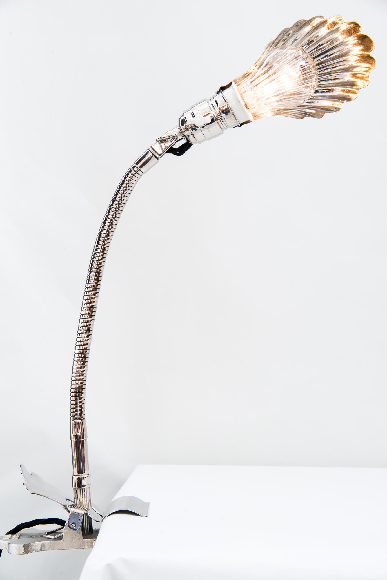 Art Deco Nickel-Plated Clamp Table Lamp, circa 1920s 1