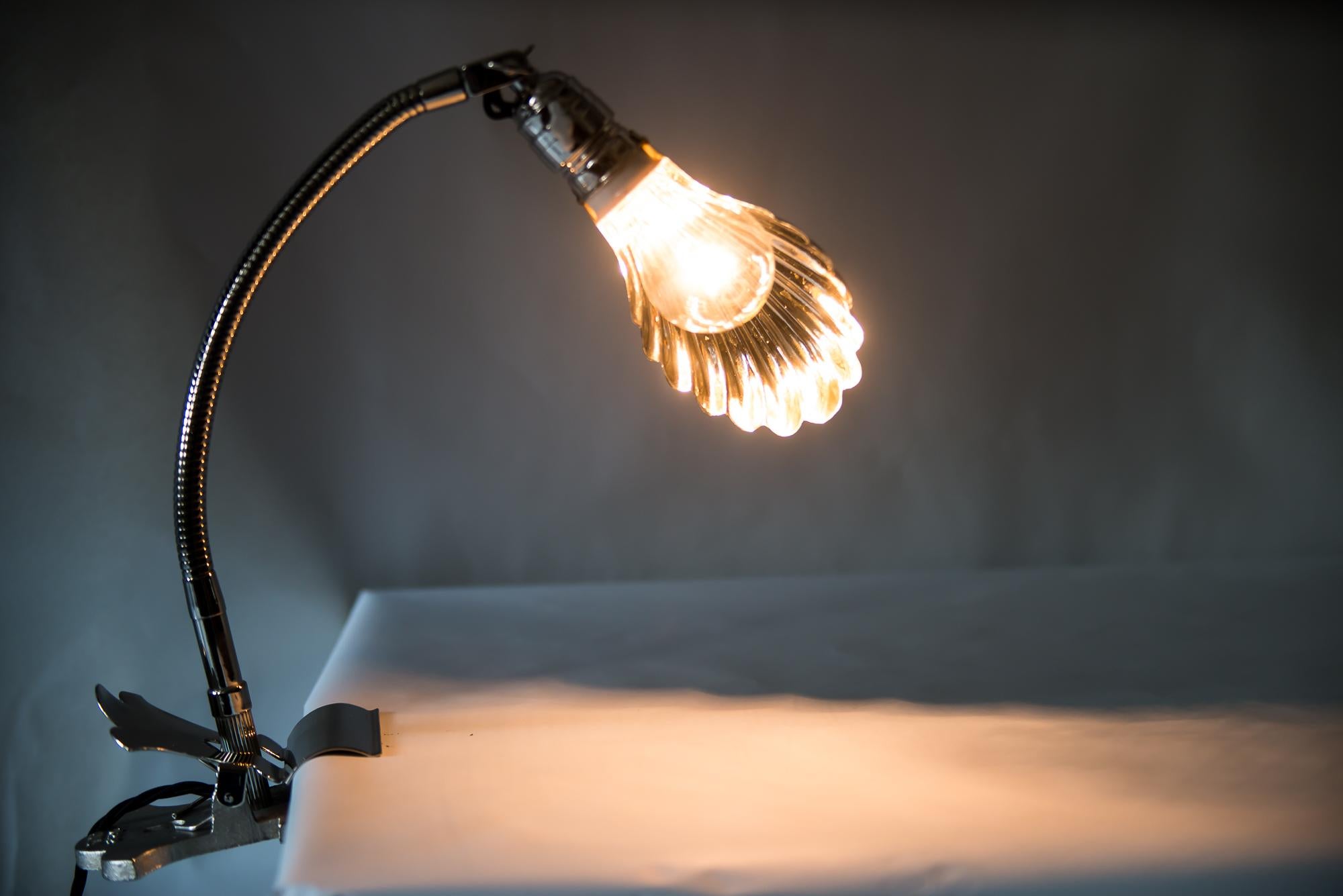 Art Deco Nickel-Plated Clamp Table Lamp, circa 1920s 4