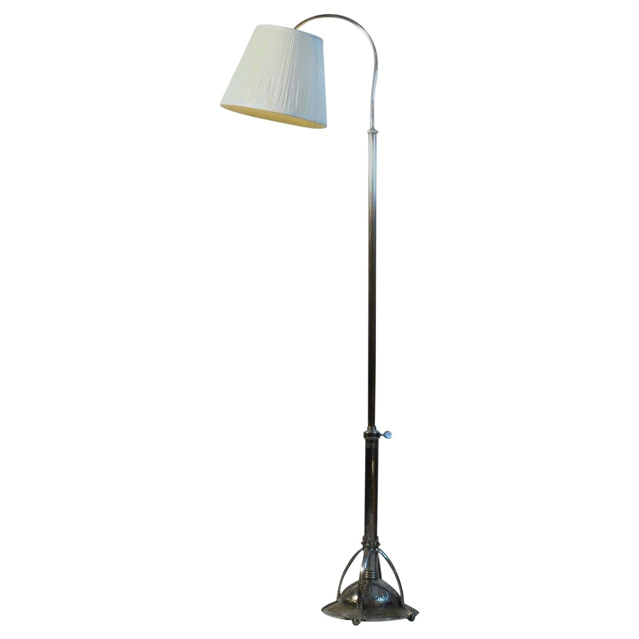 Art Deco Floor Lamp with Pleated Lamp Shade