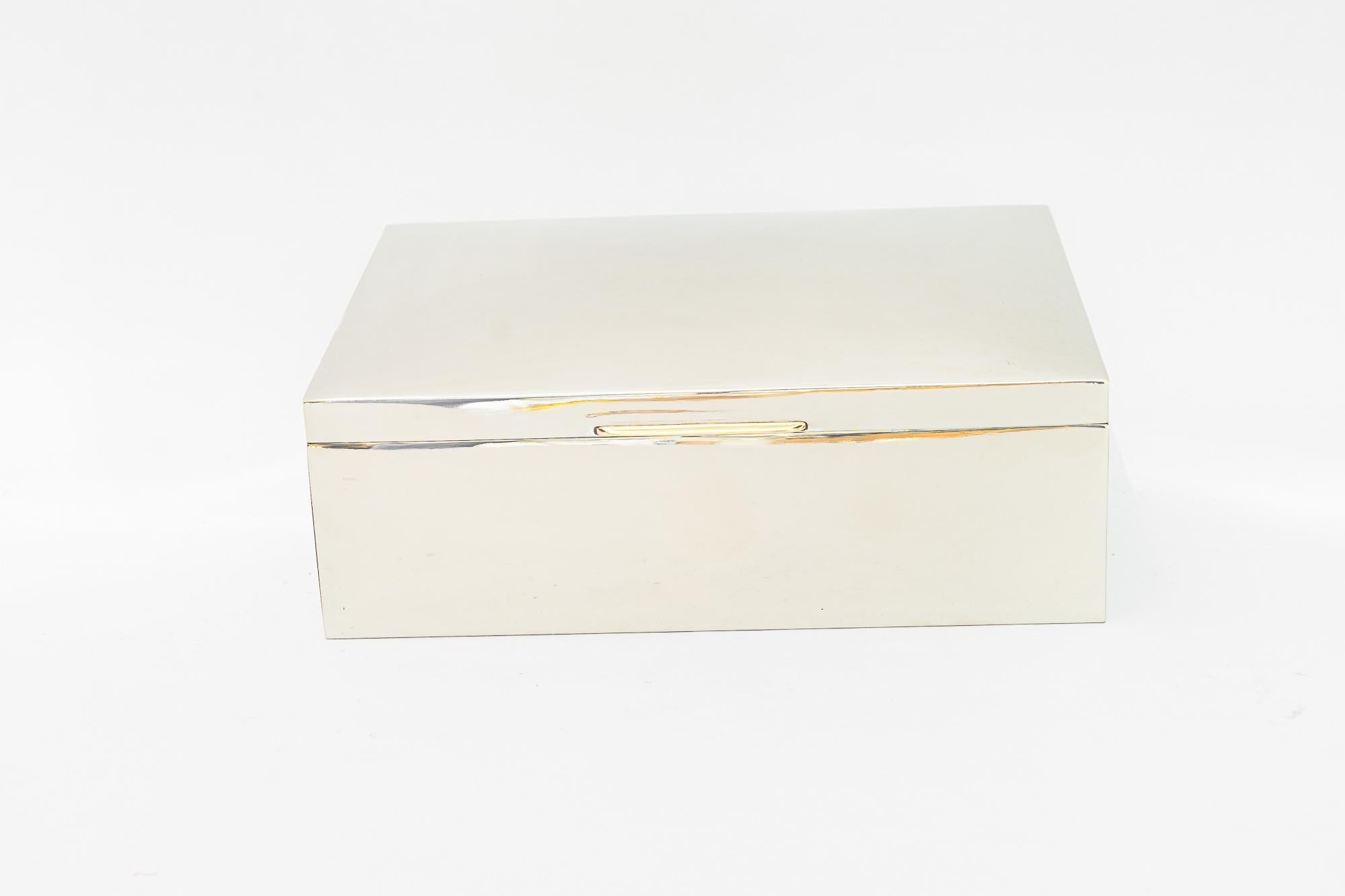 Brass Art Deco nickel-plated Jewelry Box vienna around 1920s For Sale