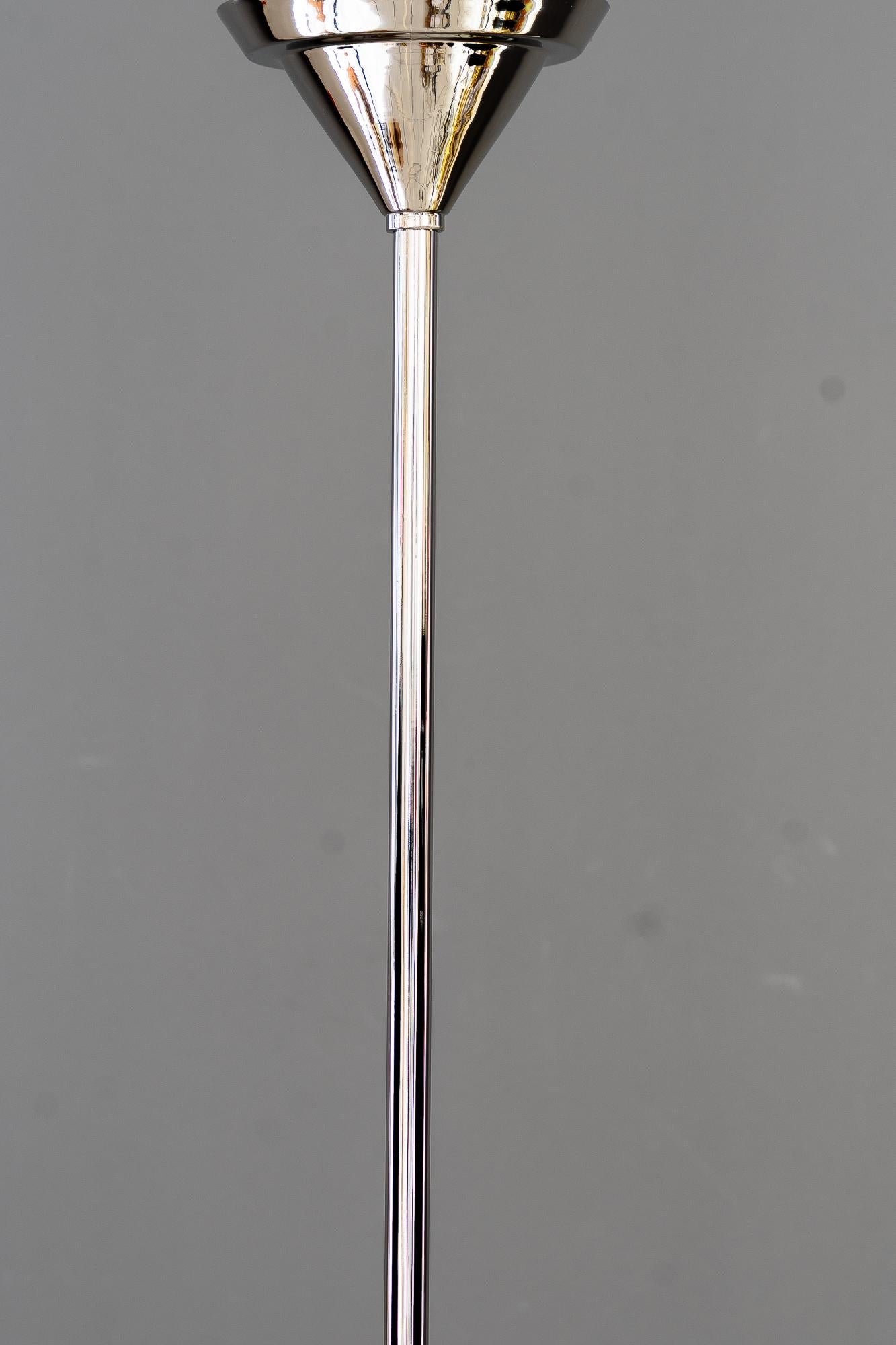 Plated Art Deco nickel-plated pendant with original antique glass vienna around 1920s For Sale