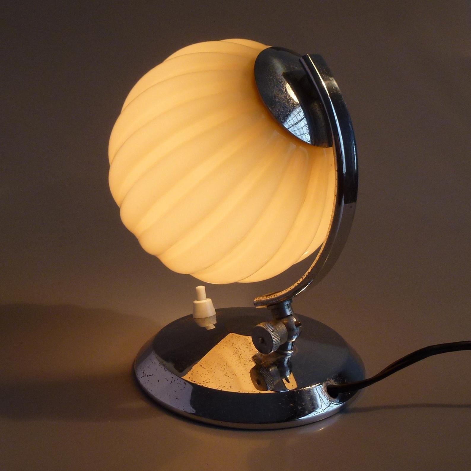 Art Deco Nickel Plated Table Lamp, Hungary 1930s For Sale 1