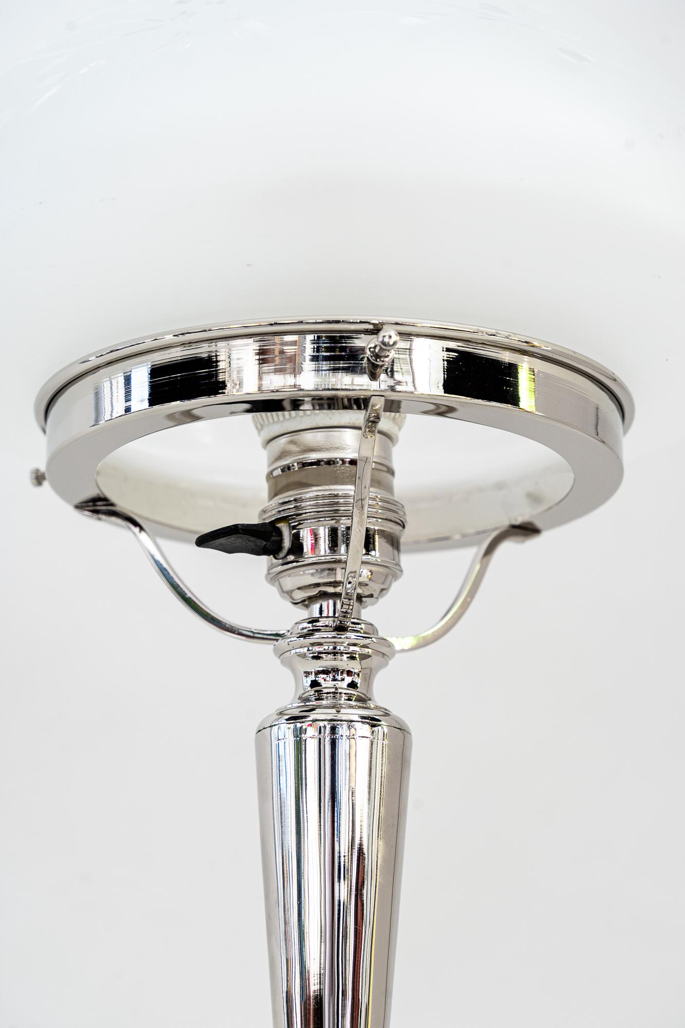Early 20th Century Art Deco Nickel-Plated Table Lamp Vienna Around 1920 For Sale