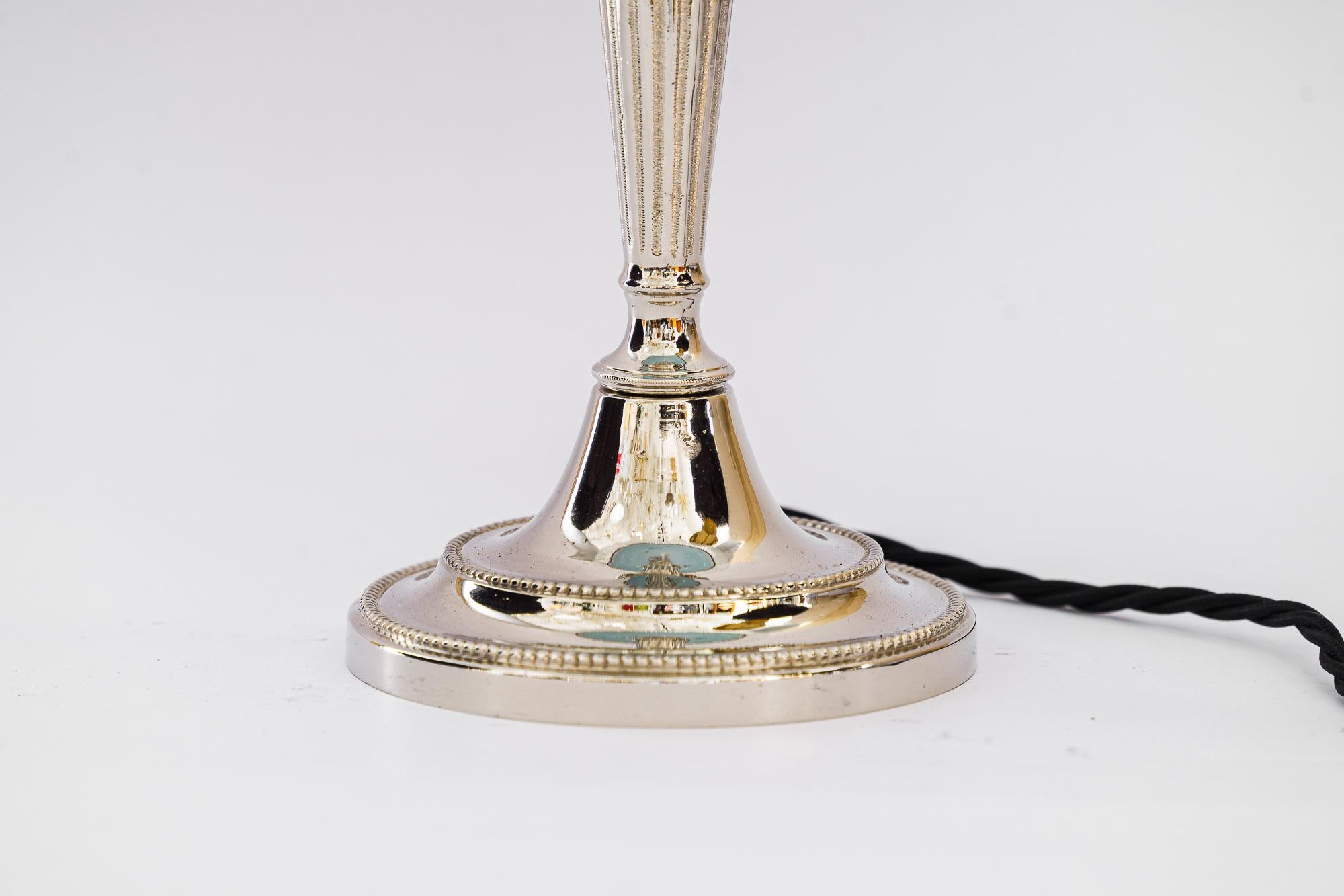 Art Deco Nickel, Plated Table Lamp, Vienna, Around 1920s In Good Condition In Wien, AT