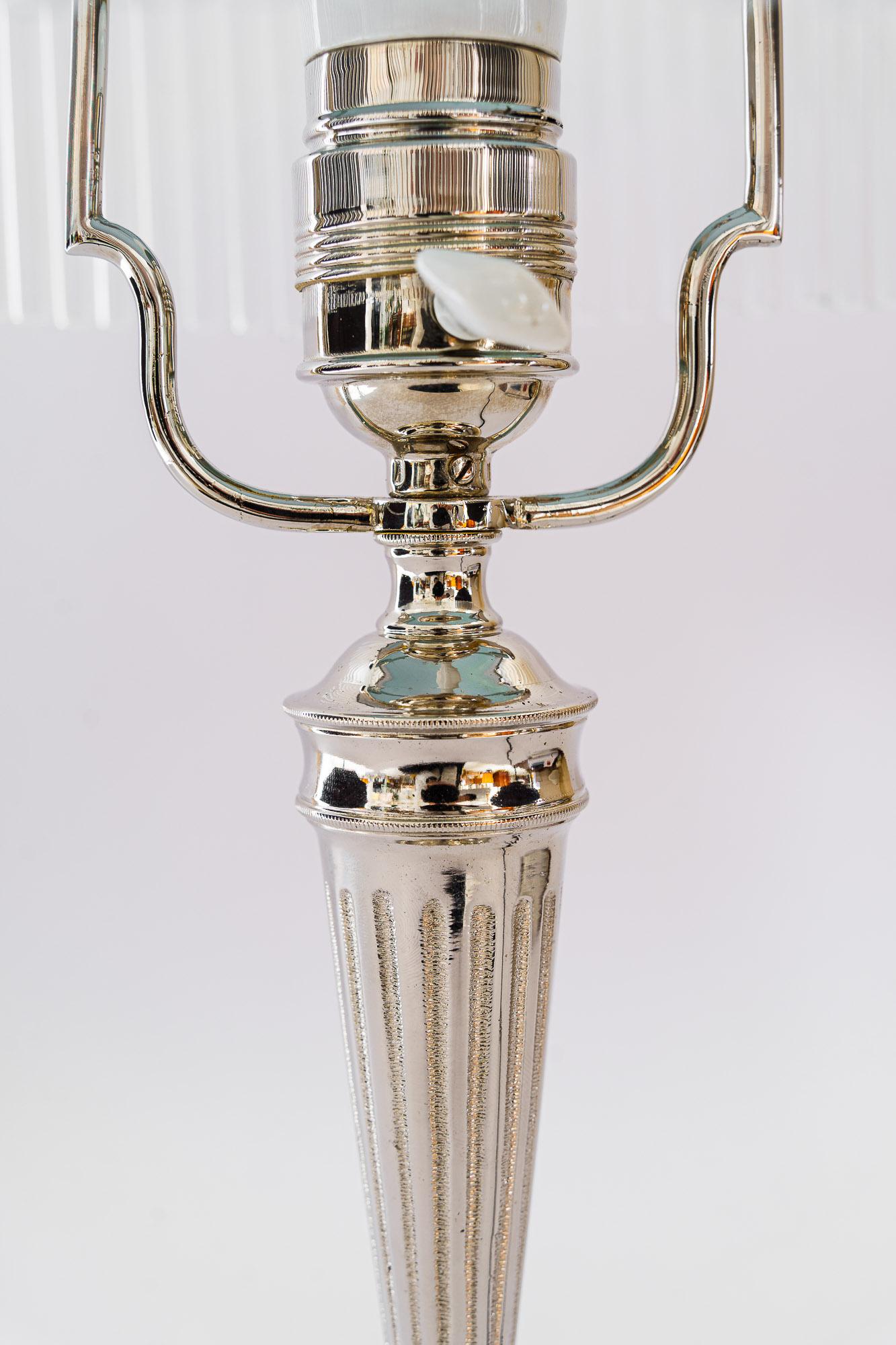 Art Deco Nickel, Plated Table Lamp, Vienna, Around 1920s 3