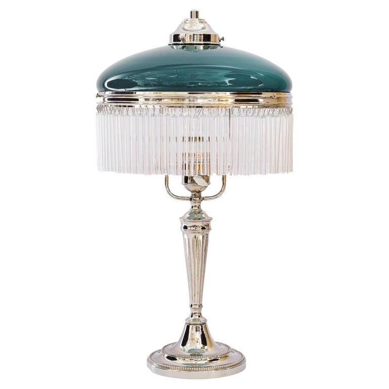 Art Deco Nickel, Plated Table Lamp, Vienna, Around 1920s For Sale