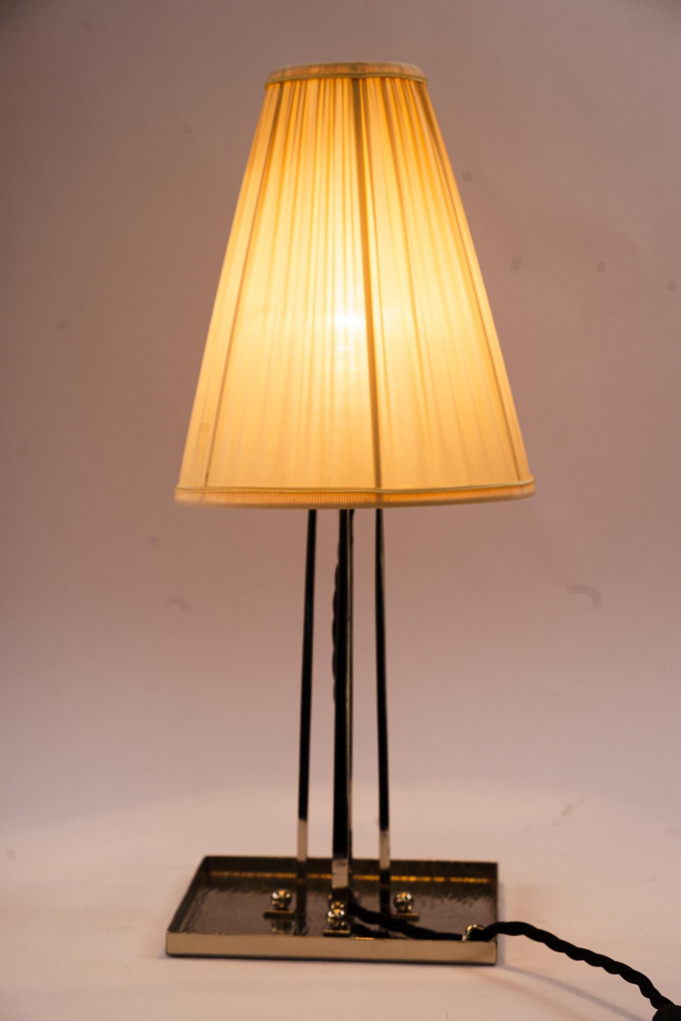 Art Deco nickel - plated table lamp with fabric shade around 1920s For Sale 7