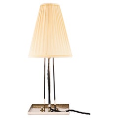 Art Deco nickel - plated table lamp with fabric shade around 1920s Art Deco nickel - plated table lamp with fabric shade around 1920s