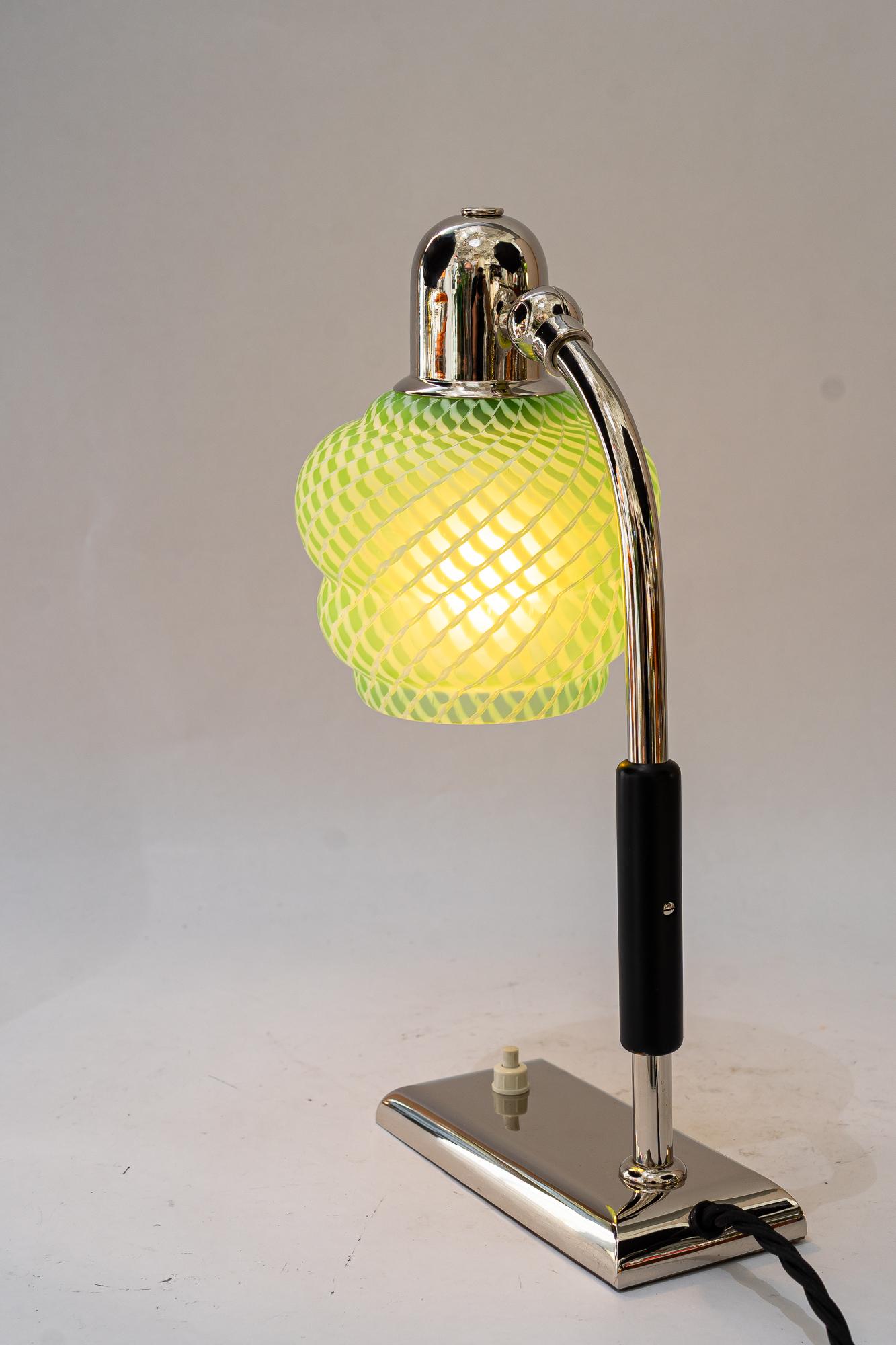 Art Deco nickel - plated table lamp with orig. antique glass shade vienna 1920s For Sale 12