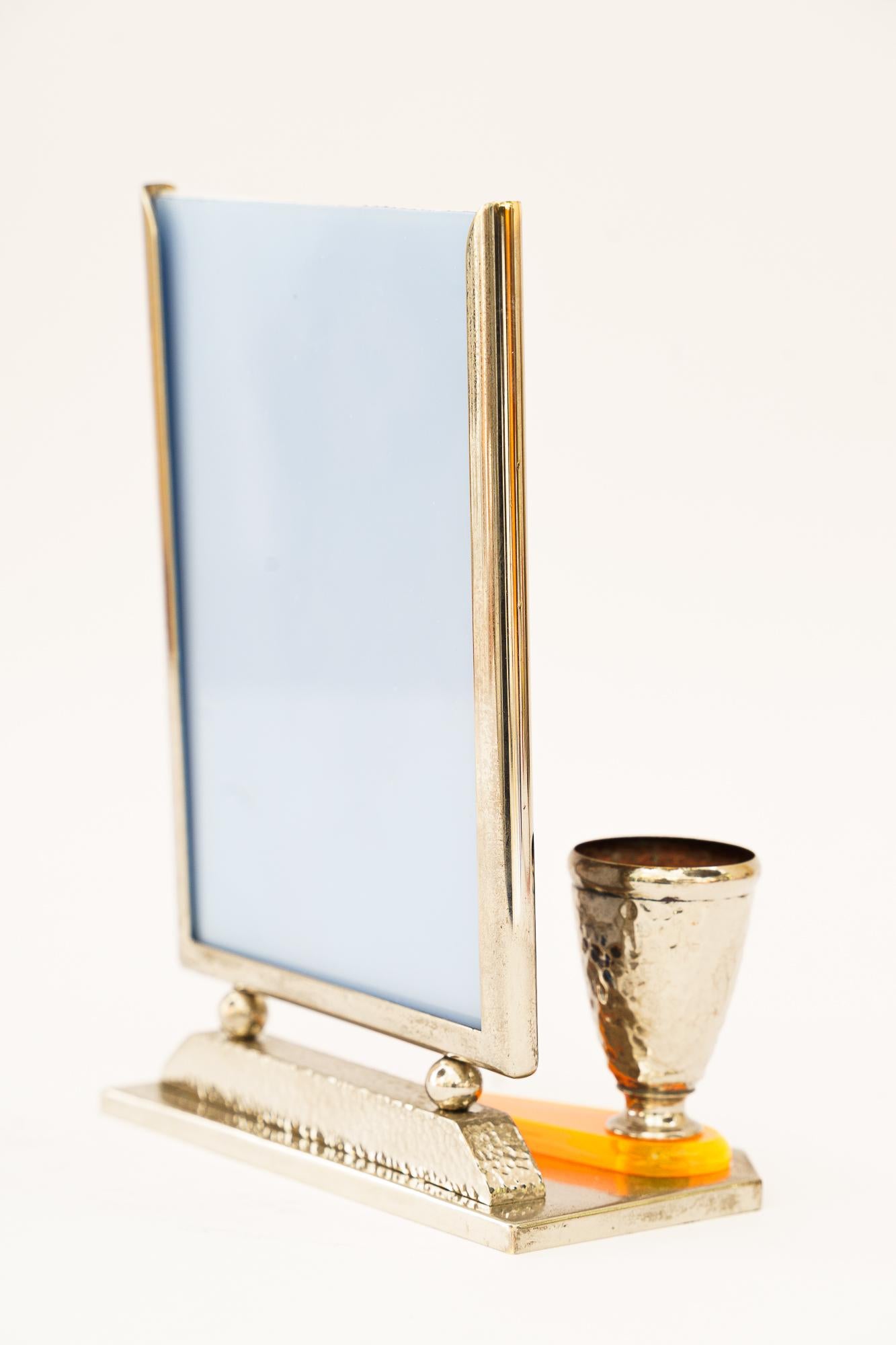 Early 20th Century Art Deco nickel - plated with bakelite picture frame around 1920s For Sale