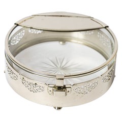 Art Deco Nickel- Plated with Cut Glass Centerpiece Vienna Around, 1920s