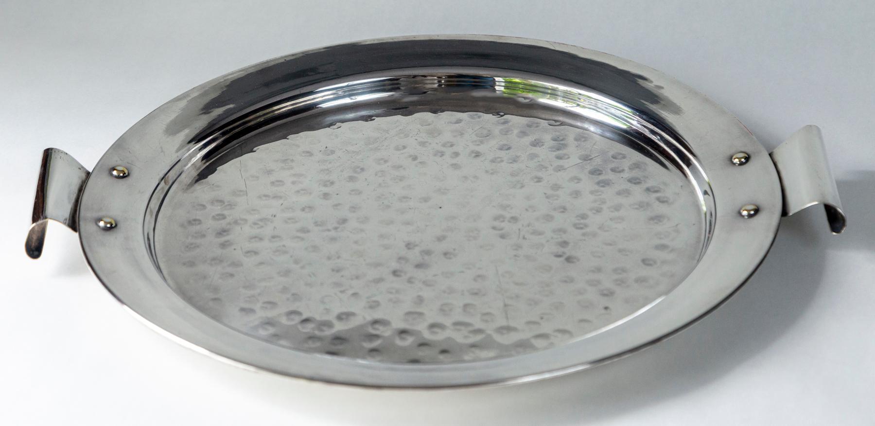 Art Deco Nickel Serving Tray, 20th Century For Sale 2