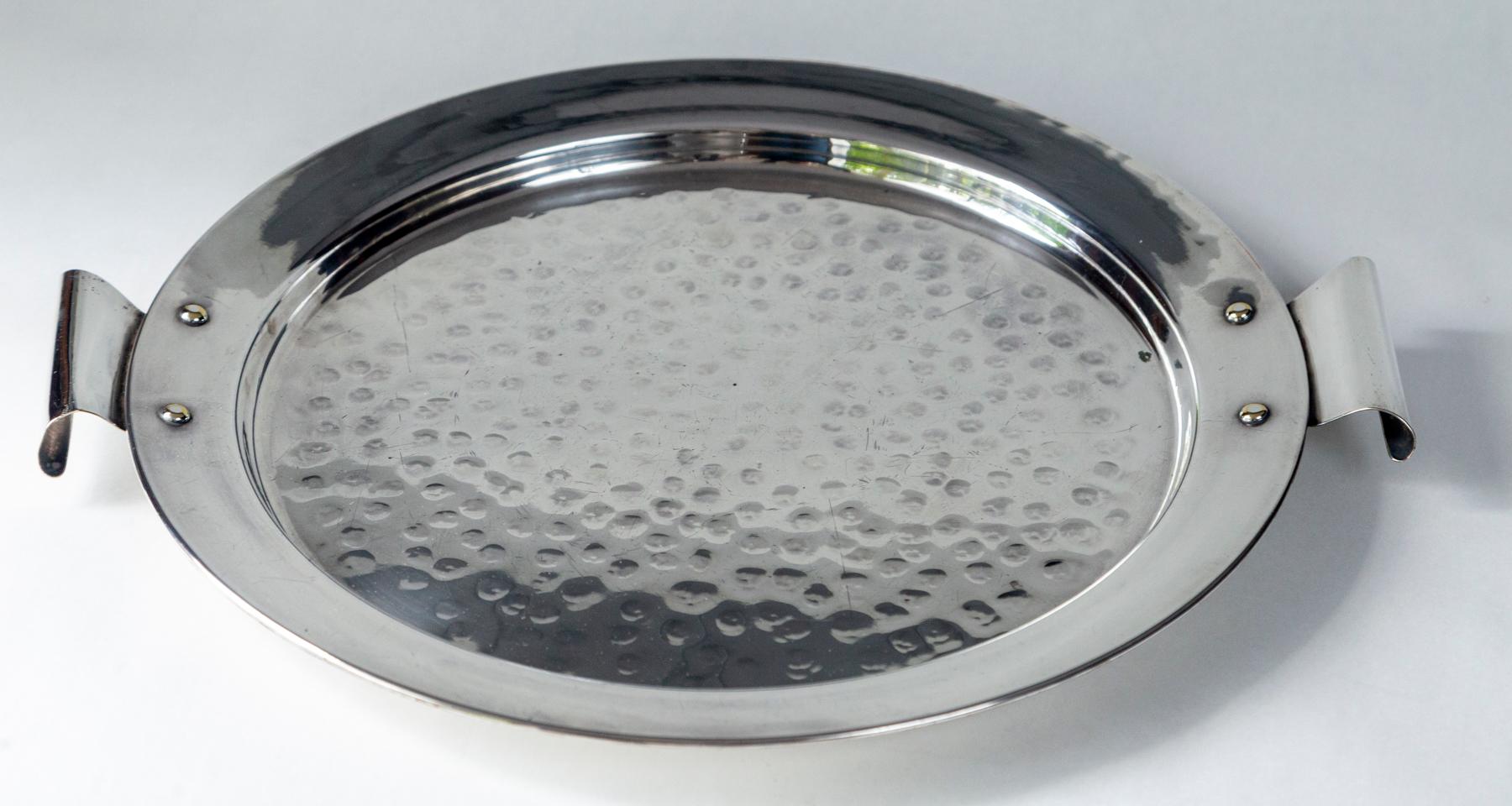 Art Deco Nickel Serving Tray, 20th Century 3