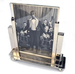Art Deco Nickel Silver Skyscraper Free Standing Picture Frame, circa 1930