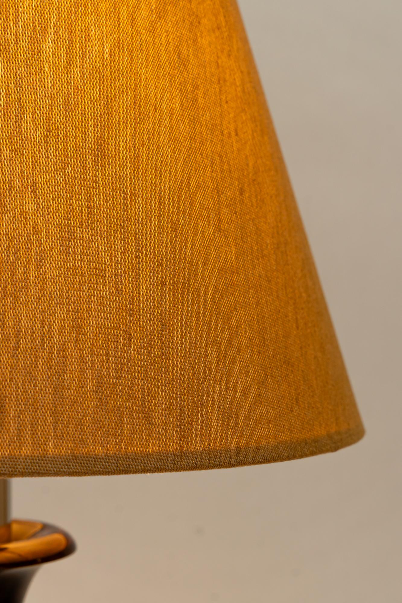 Art Deco Nickel Holz Tischlampe mit Stoffschirm Wien um 1920er Jahre im Angebot 7