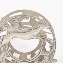 Art Deco Nickeled Bronze Magazine Stand of Stylized Leaping Greyhound