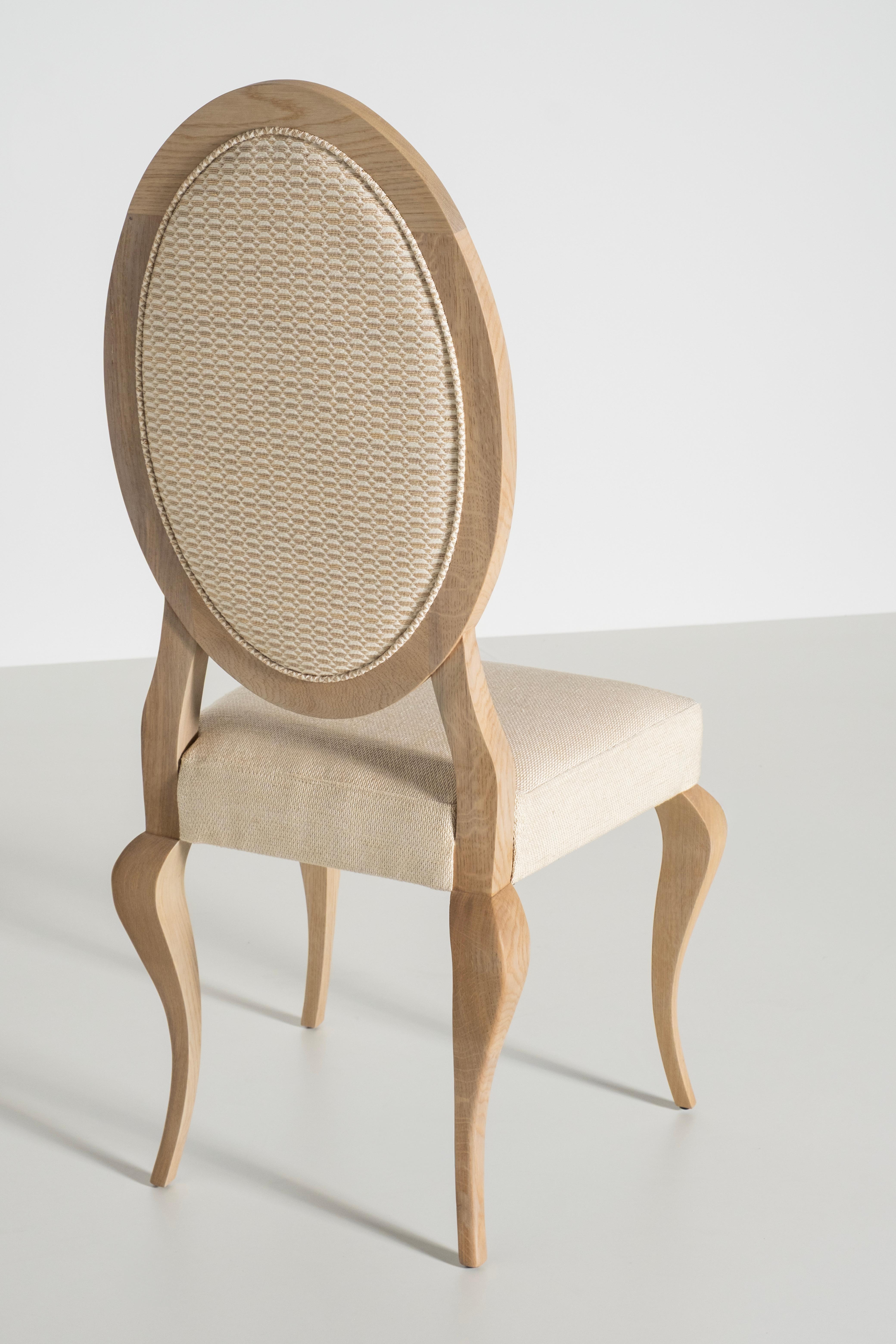 Sedie da pranzo Art Deco Nicole Set/6, Oak, Lino, Jacquard, fatte a mano Greenapple in vendita 5