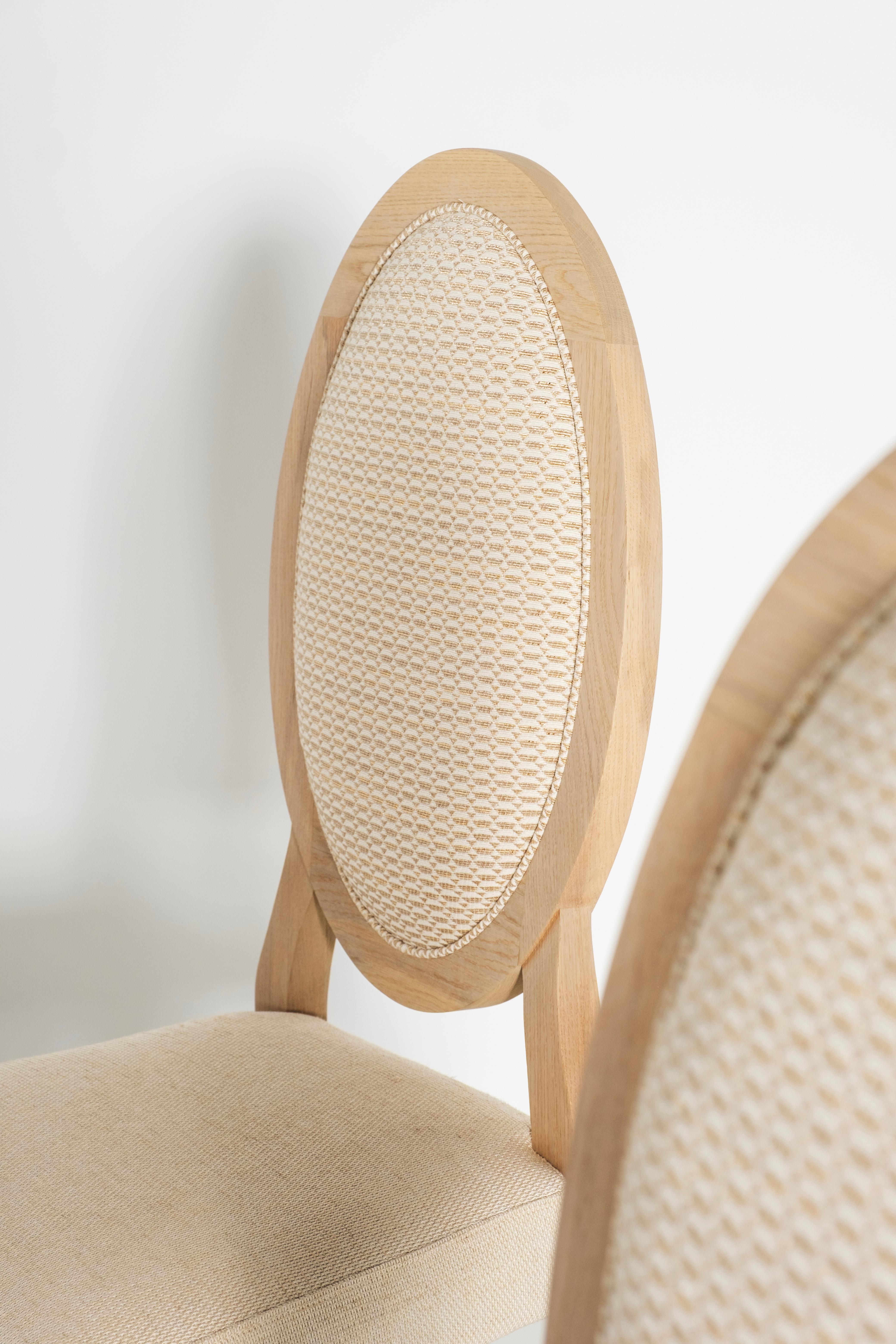 Sedie da pranzo Art Deco Nicole Set/6, Oak, Lino, Jacquard, fatte a mano Greenapple in vendita 7