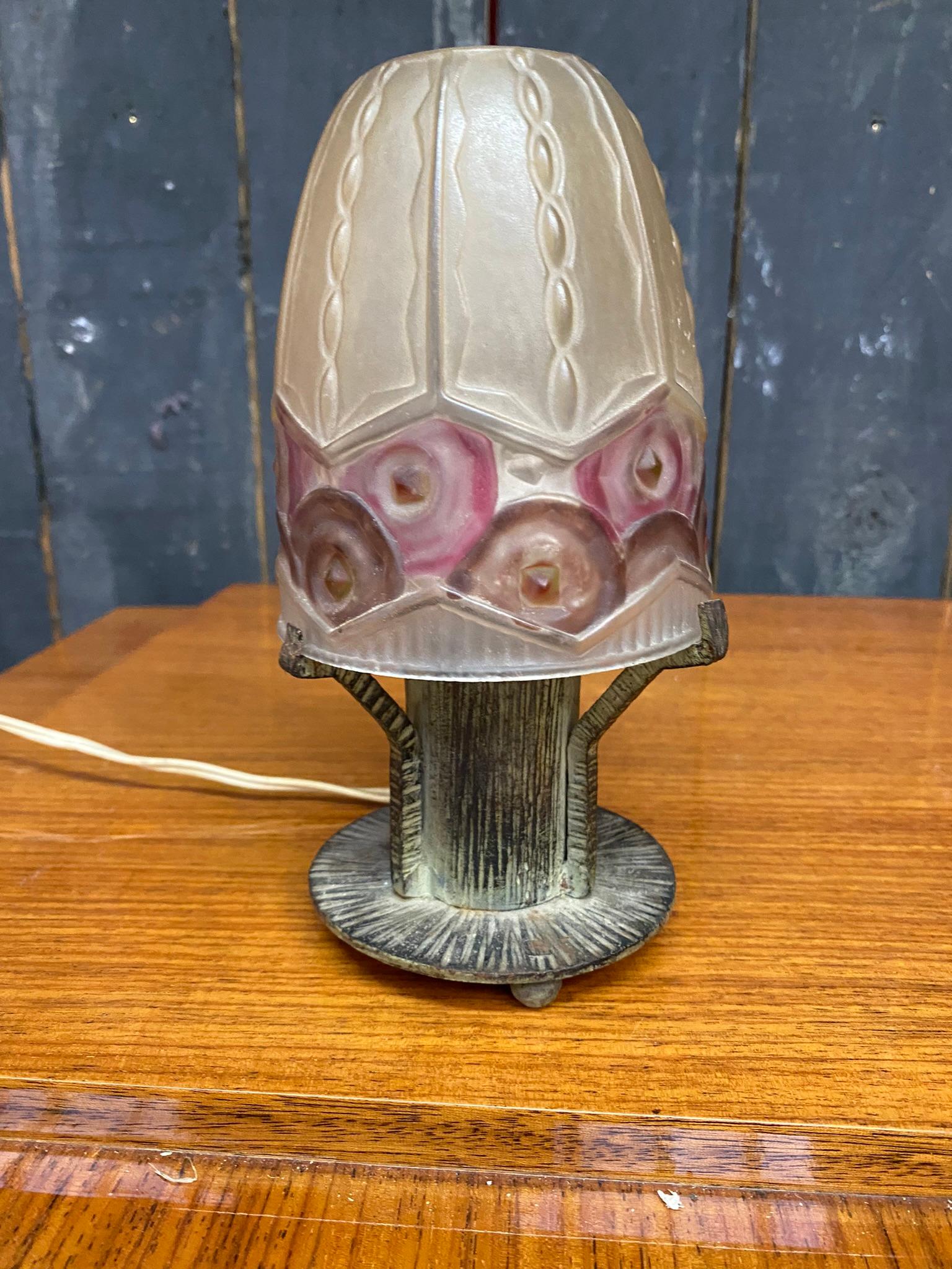 art deco night light lamp in the style of Argy Rousseau circa 1930 For Sale 3