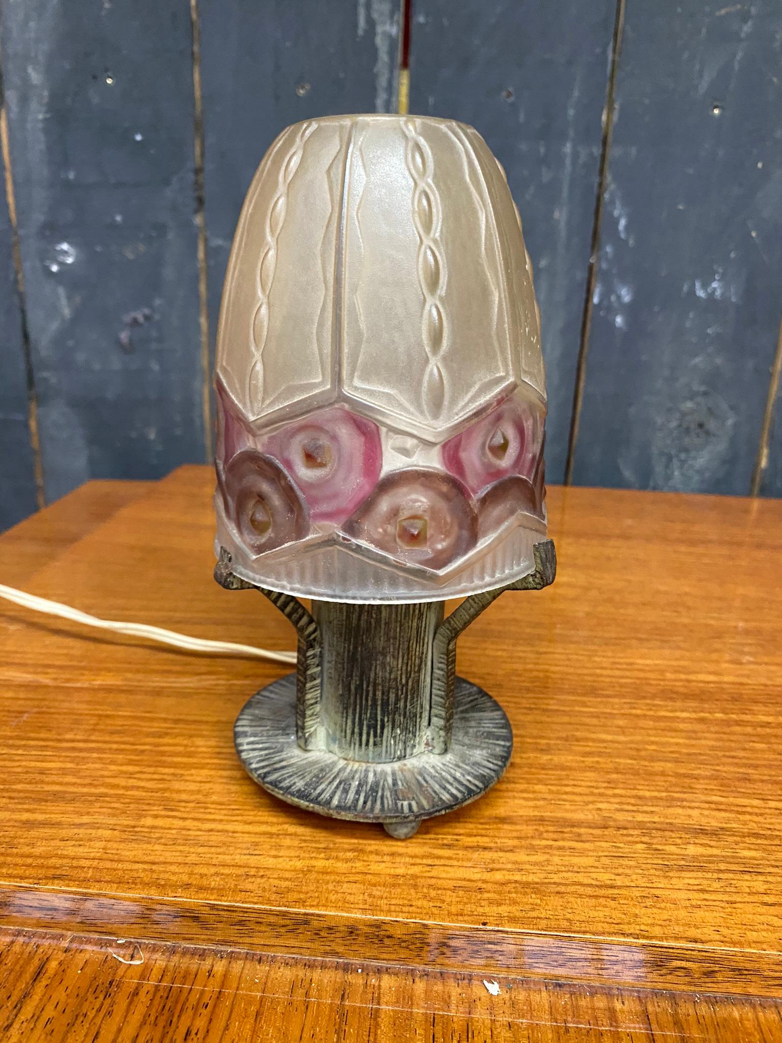 art deco night light lamp in the style of Argy Rousseau circa 1930 For Sale 2