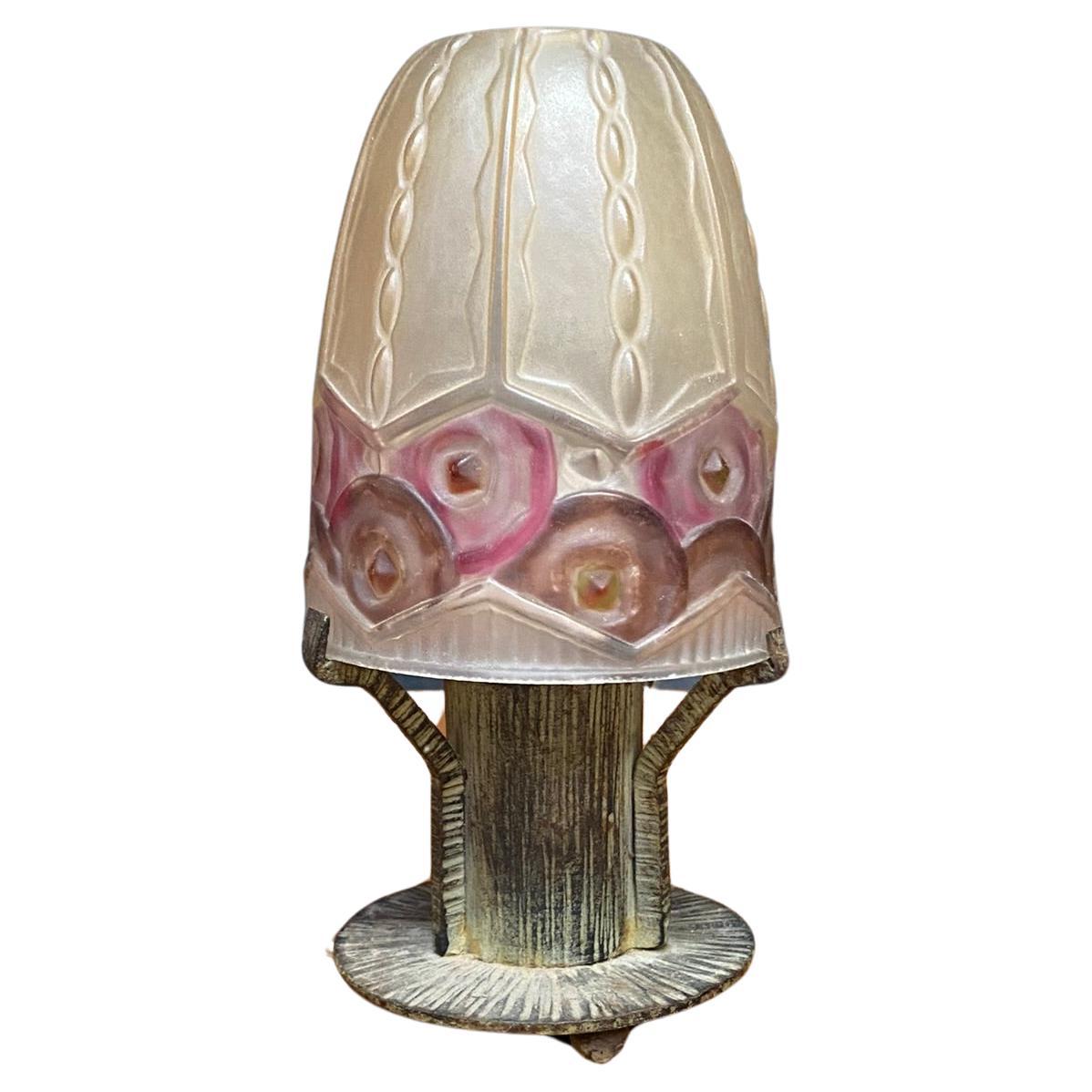 art deco night light lamp in the style of Argy Rousseau circa 1930 For Sale