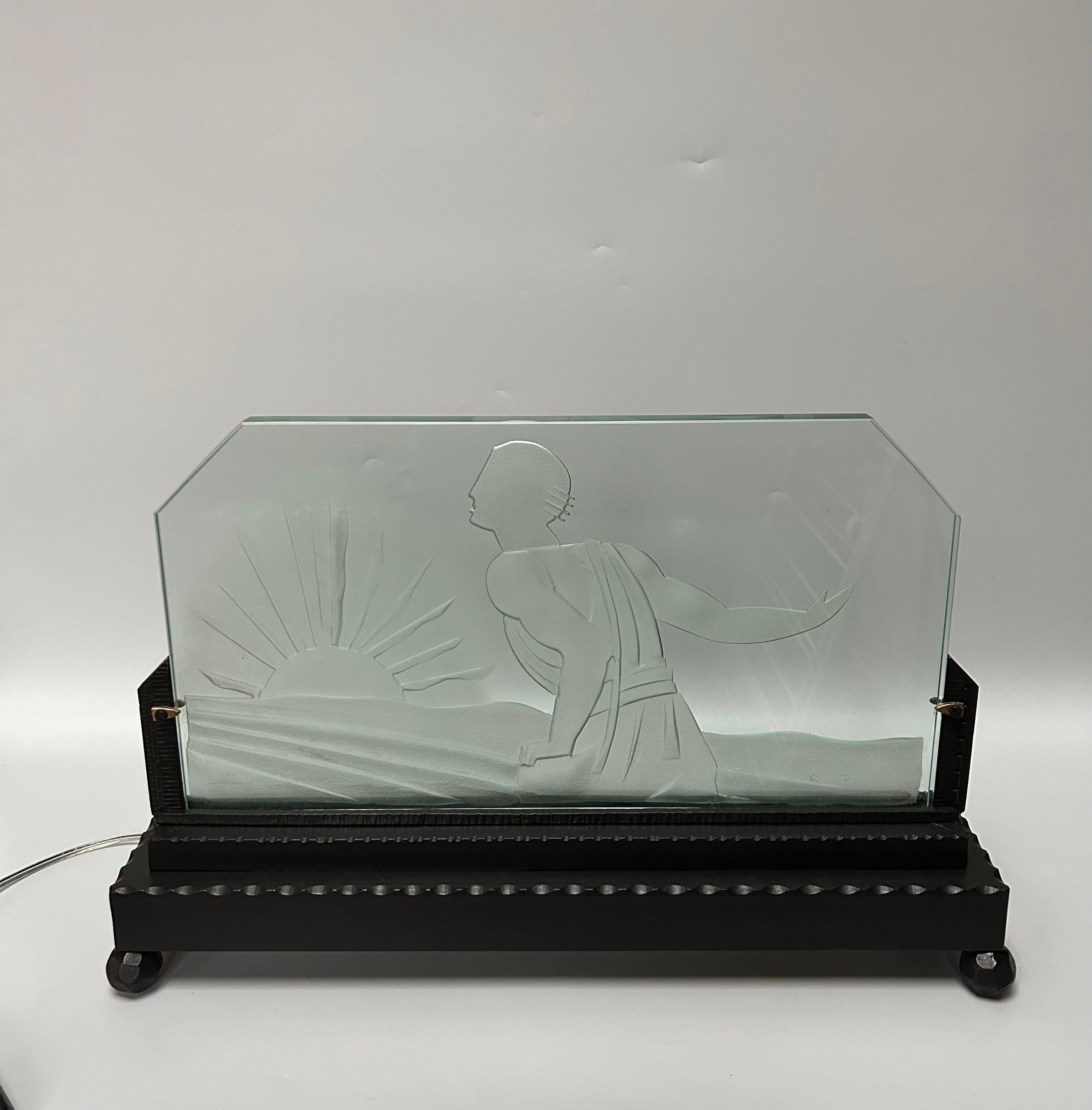 Lampe de nuit Art déco dans le style de Hettier & Vincent en vente 8