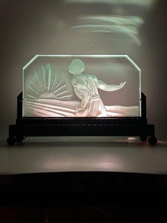 Art Deco Night Light Lamp in the Style of Hettier & Vincent