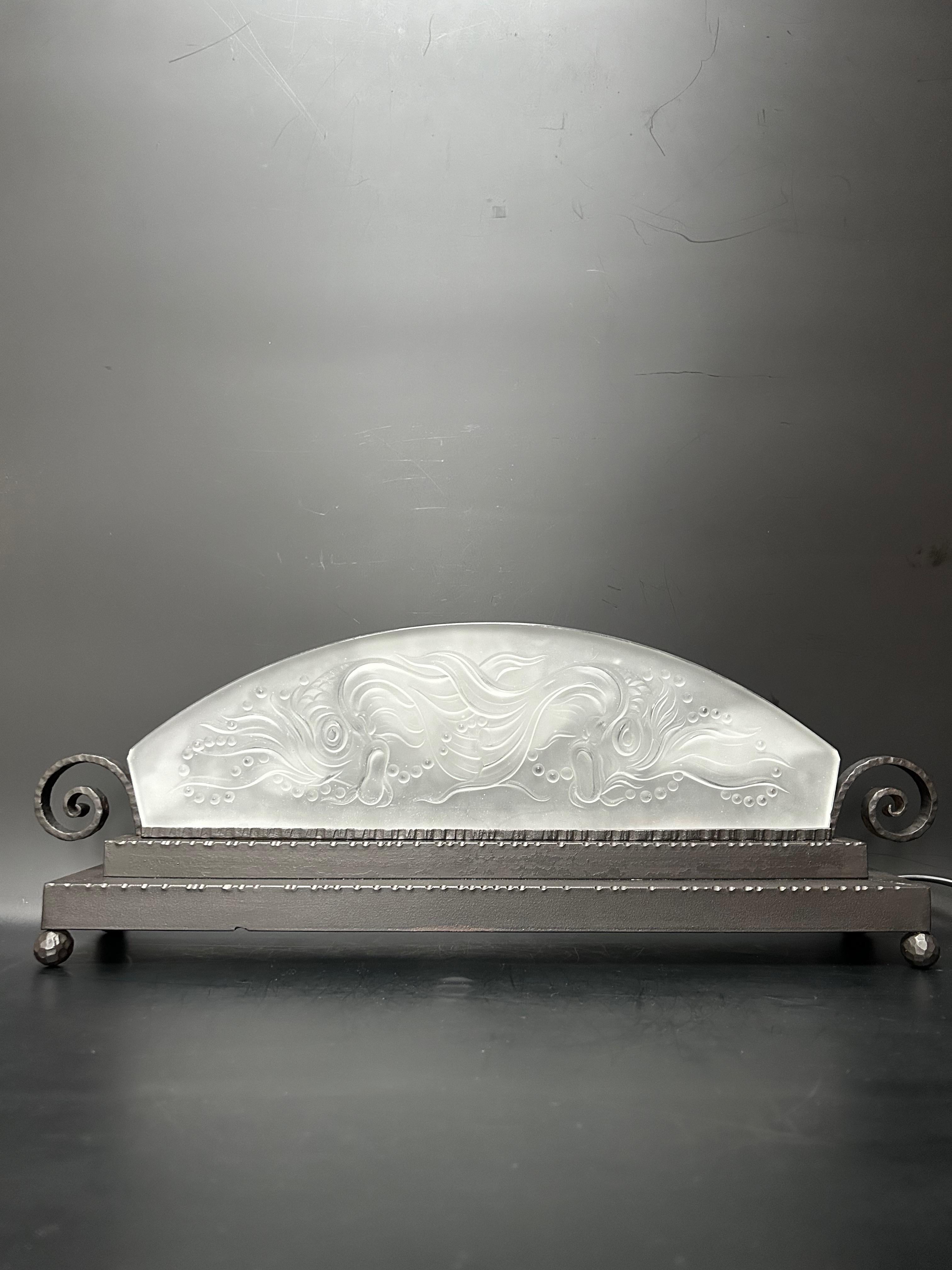 Lampe de nuit Art Déco signée Boyreau Bordeaux en vente 2
