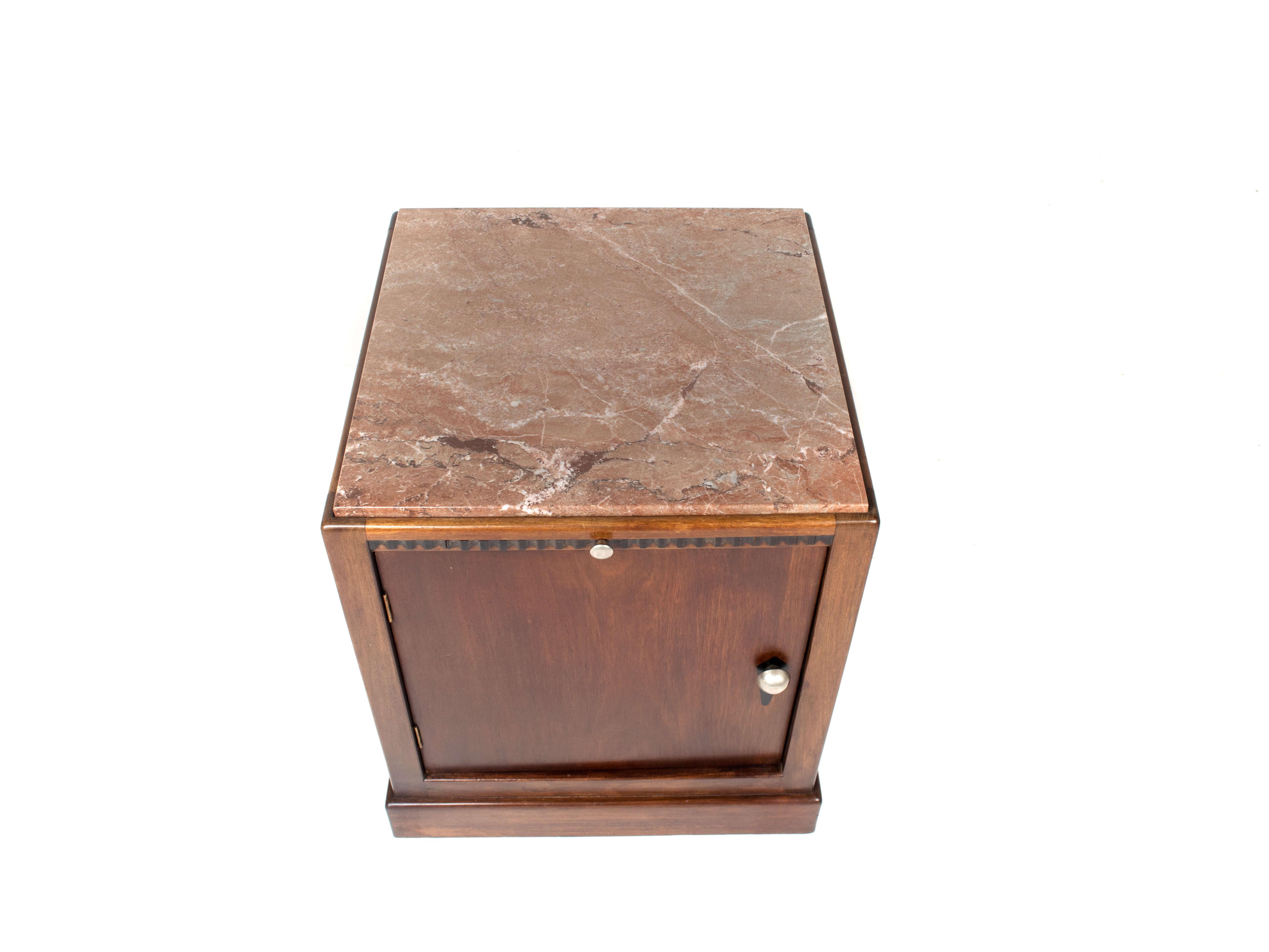 Art Deco Night Stand with Marble Top, Netherlands, ±1930s 3