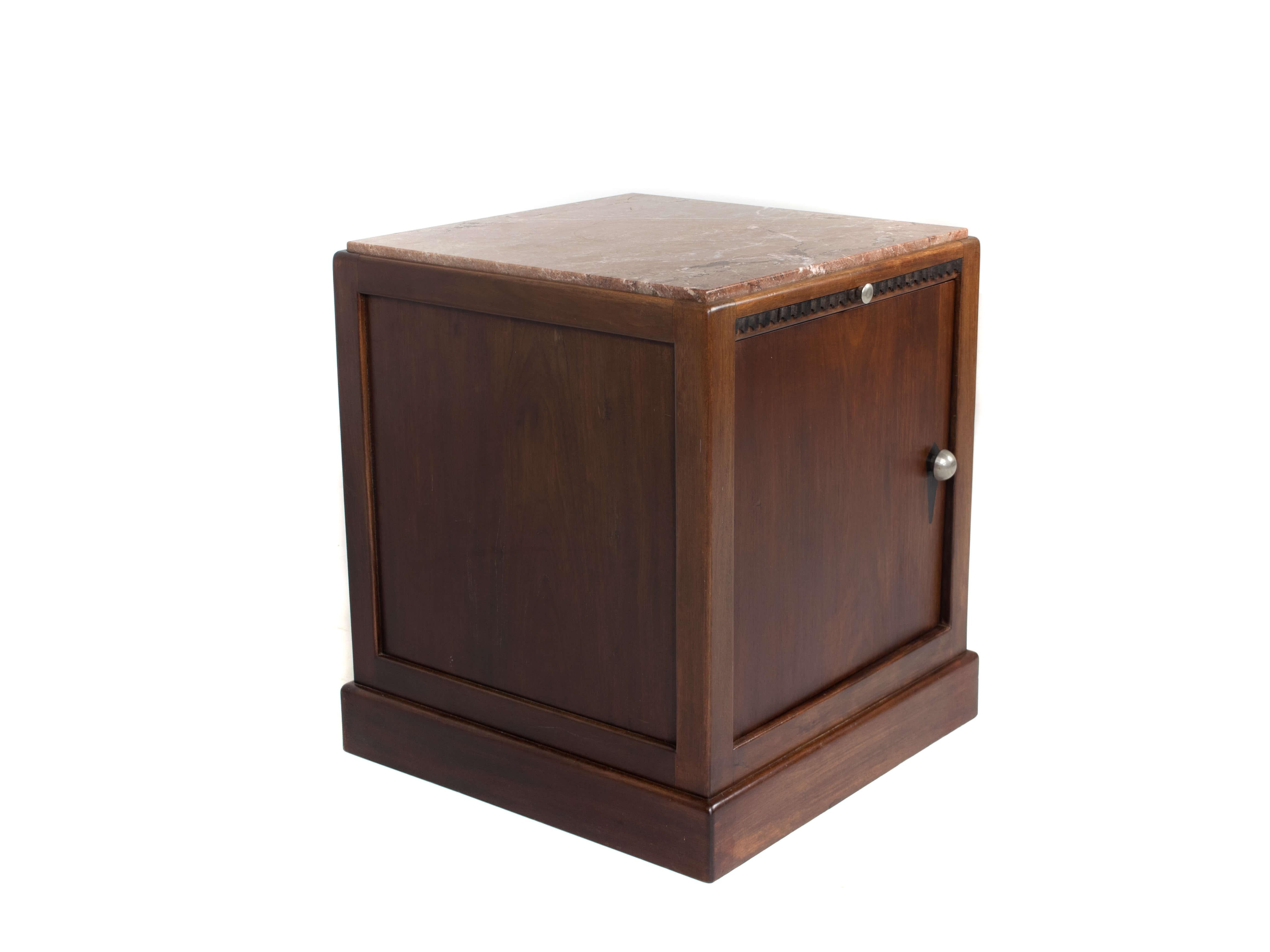 Art Deco Night Stand with Marble Top, Netherlands, ±1930s In Good Condition In Hellouw, NL