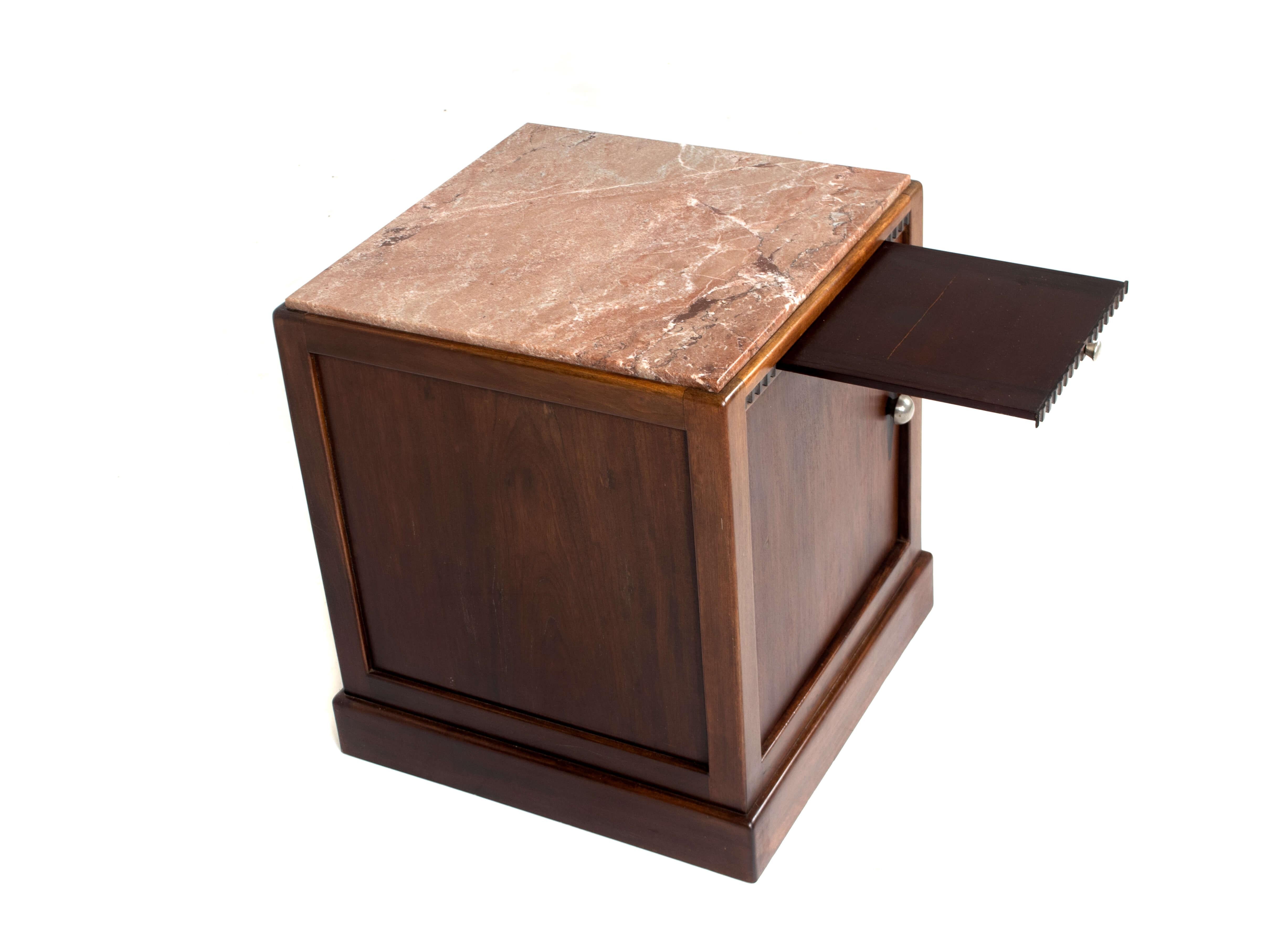 Art Deco Night Stand with Marble Top, Netherlands, ±1930s 1