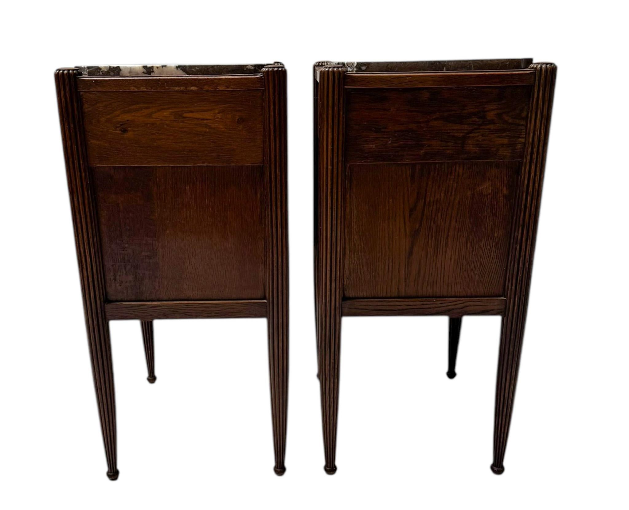 Comodini o comodini Art Déco con piani in marmo, anni '30 in vendita 4