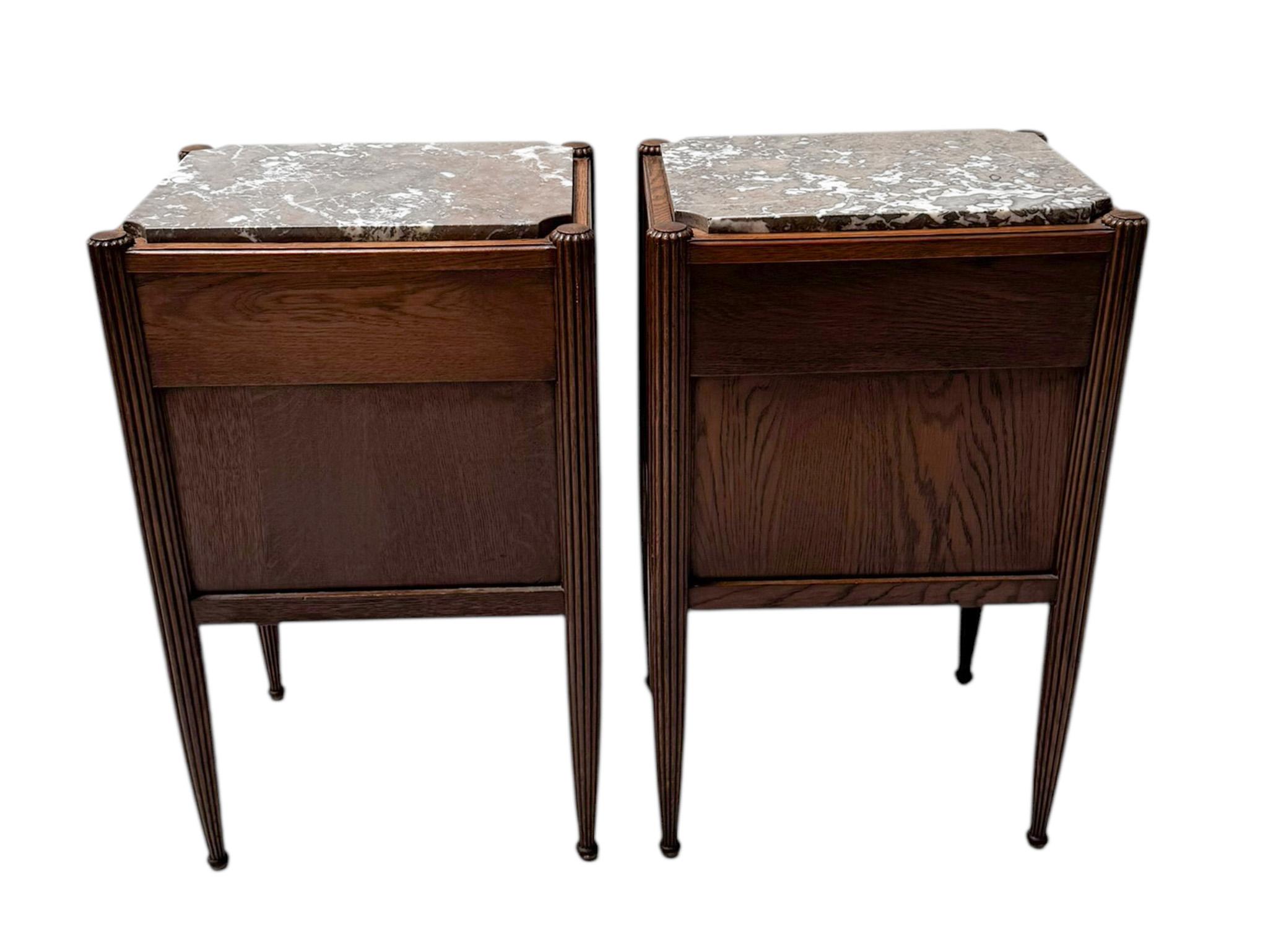 Comodini o comodini Art Déco con piani in marmo, anni '30 in vendita 5