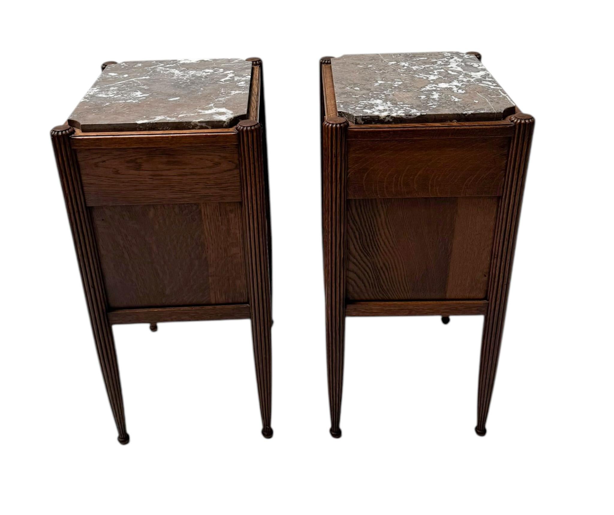 Comodini o comodini Art Déco con piani in marmo, anni '30 in vendita 7