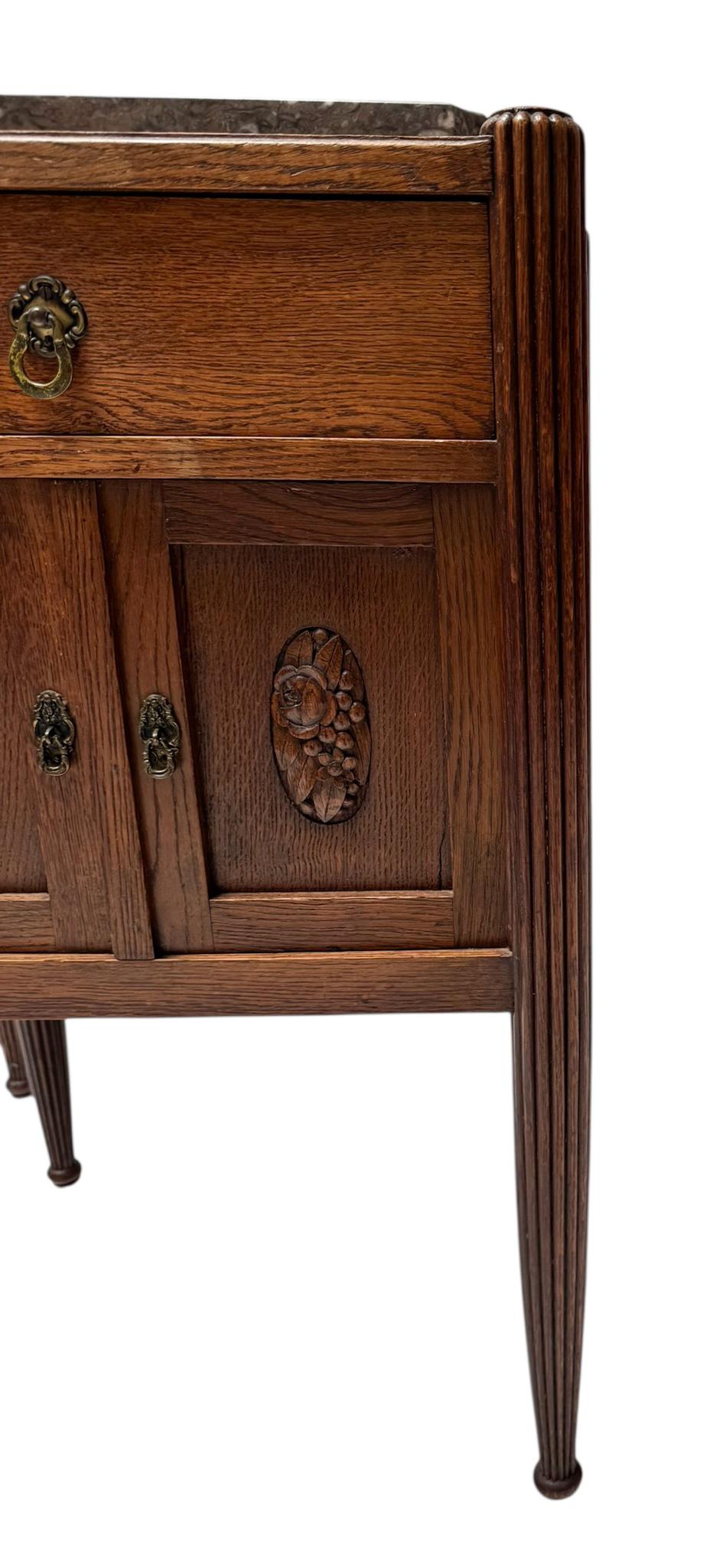 Comodini o comodini Art Déco con piani in marmo, anni '30 in vendita 12