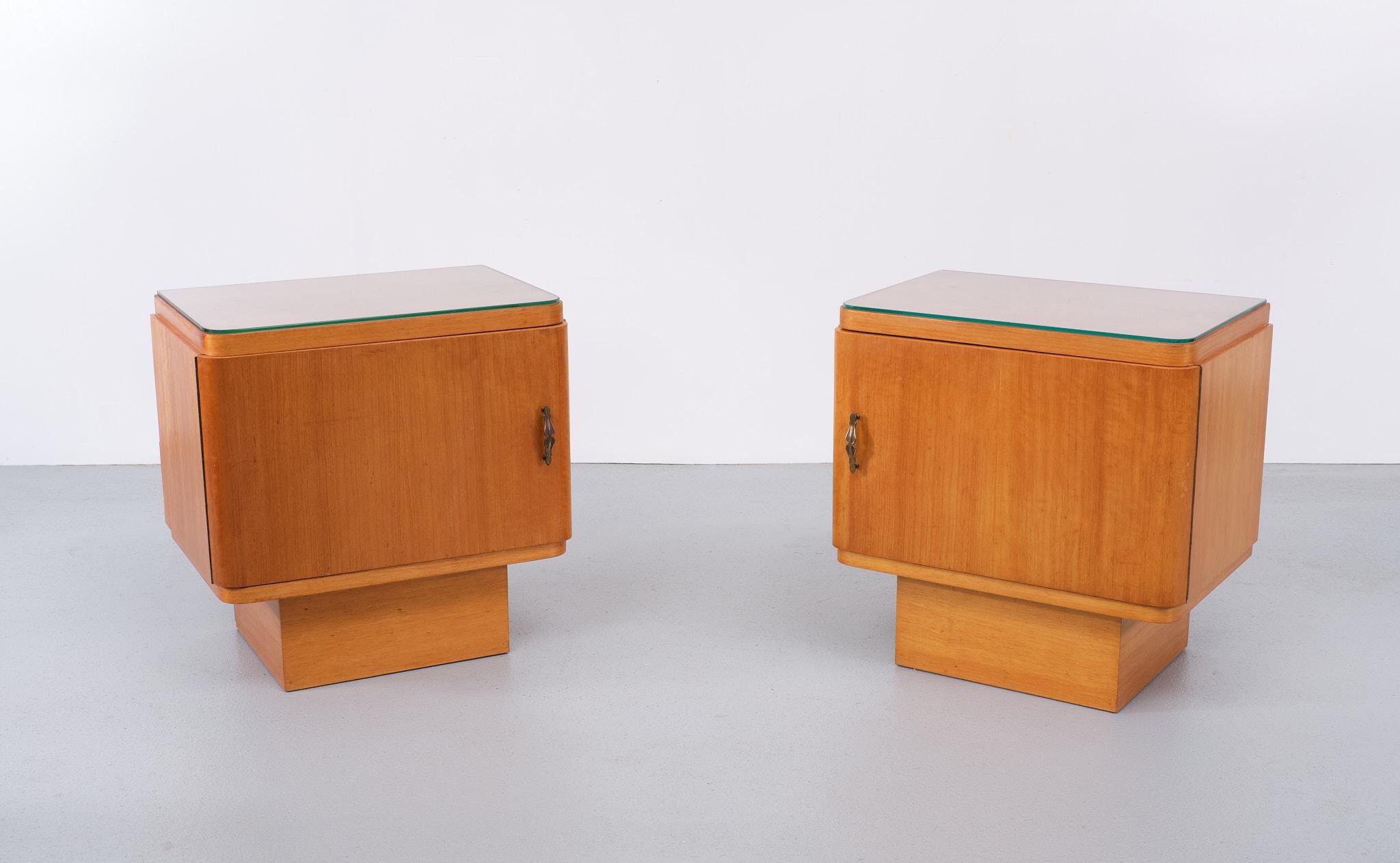 Art Deco Night Stands  Satinwood Holland 1930s  For Sale 1
