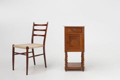 Art Deco nightstand in oak with Carrara marble top, France 1930s