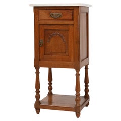 Art Deco nightstand in oak with Carrara marble top, France 1930s